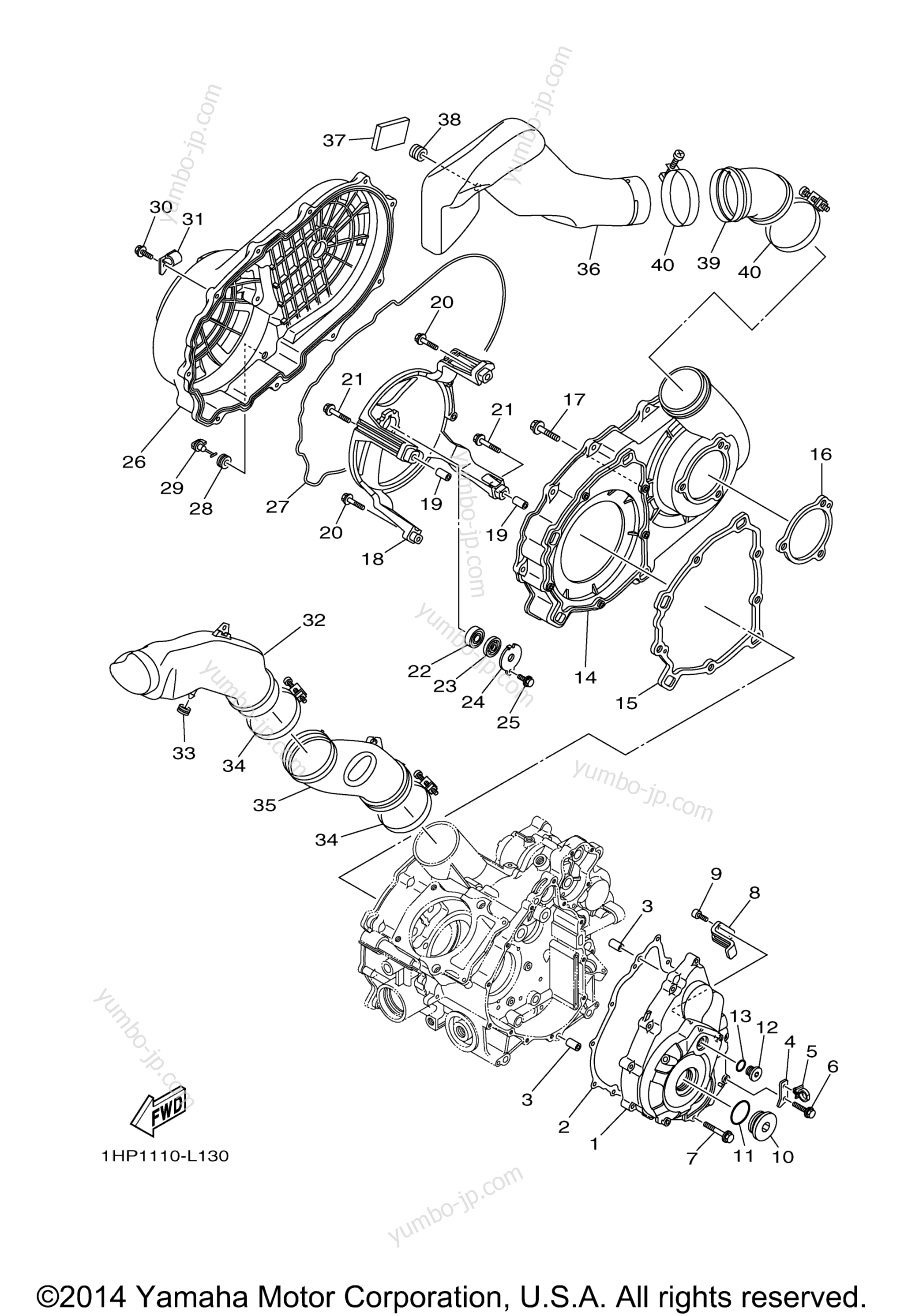 Crankcase Cover 1 для квадроциклов YAMAHA GRIZZLY 700 4WD (YFM7FGBL) 2012 г.