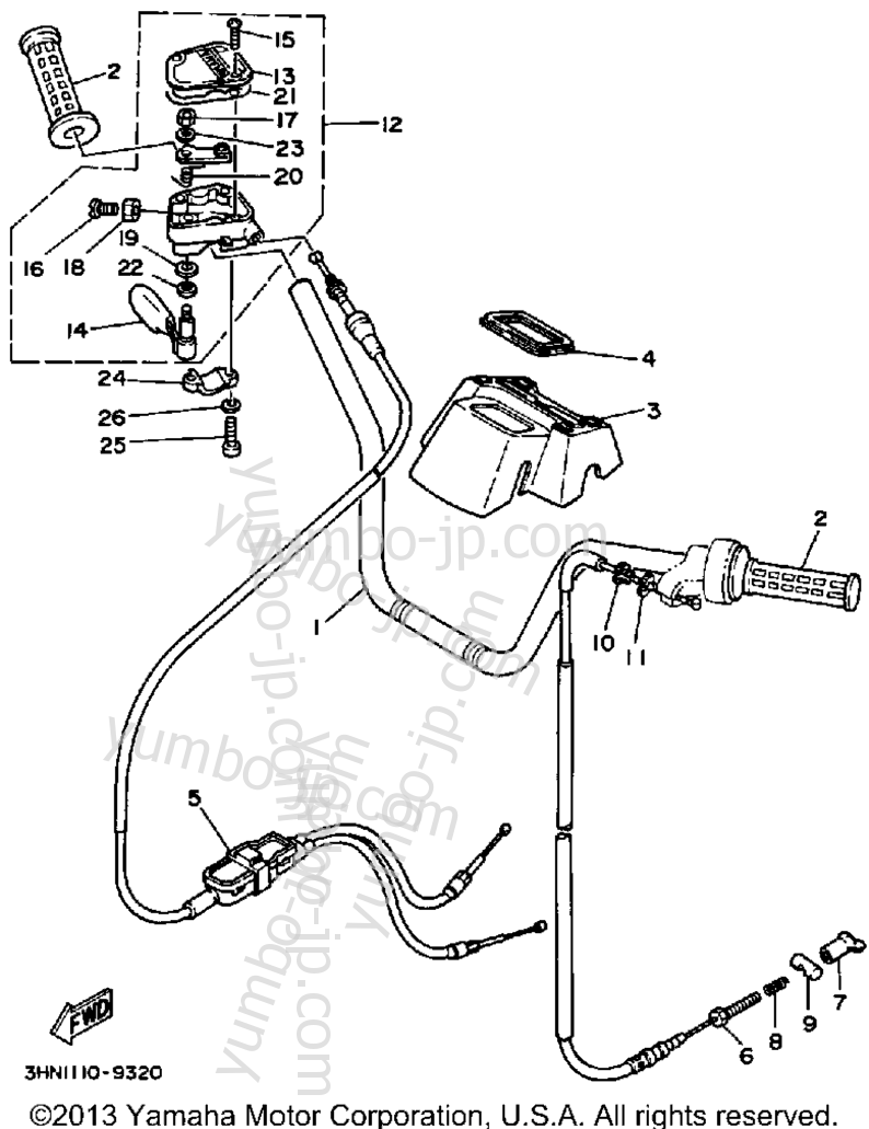 Handlebar-Cable для квадроциклов YAMAHA BIG BEAR 4WD (YFM350FWW) 1989 г.