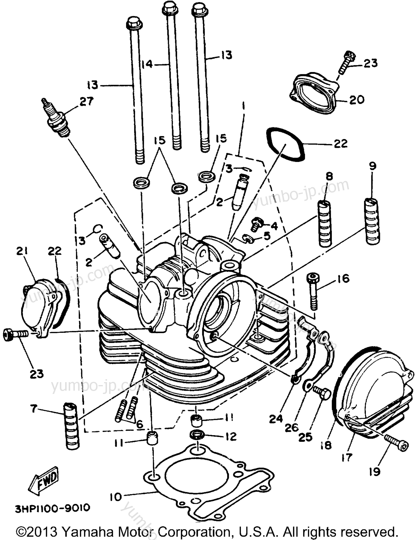 Головка блока цилиндров для квадроциклов YAMAHA BIG BEAR 4WD (YFM350FWD_) 1992 г.