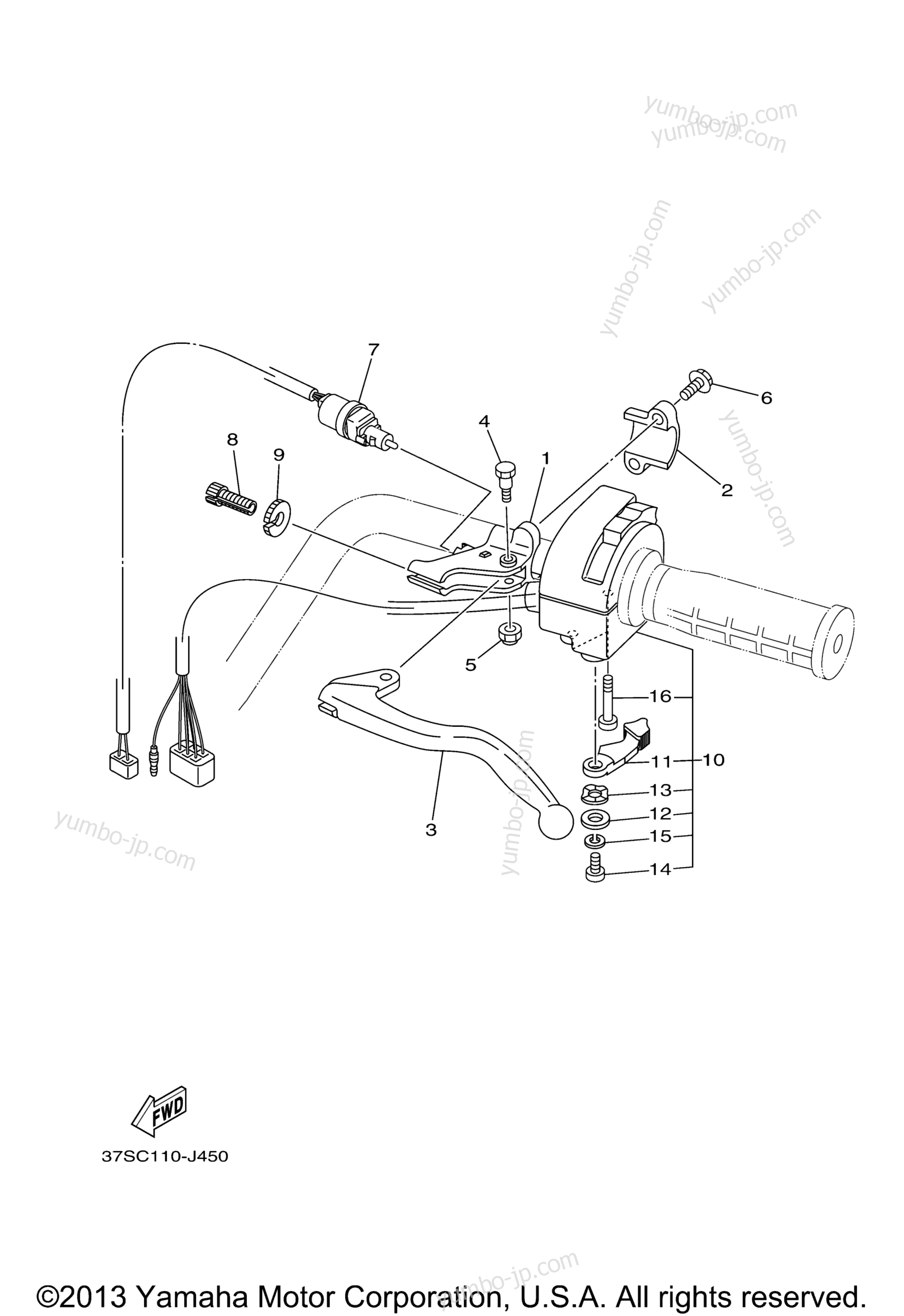 Handle Switch Lever для квадроциклов YAMAHA GRIZZLY 450 EPS 4WD HUNTER (YFM45FGPHB) 2012 г.