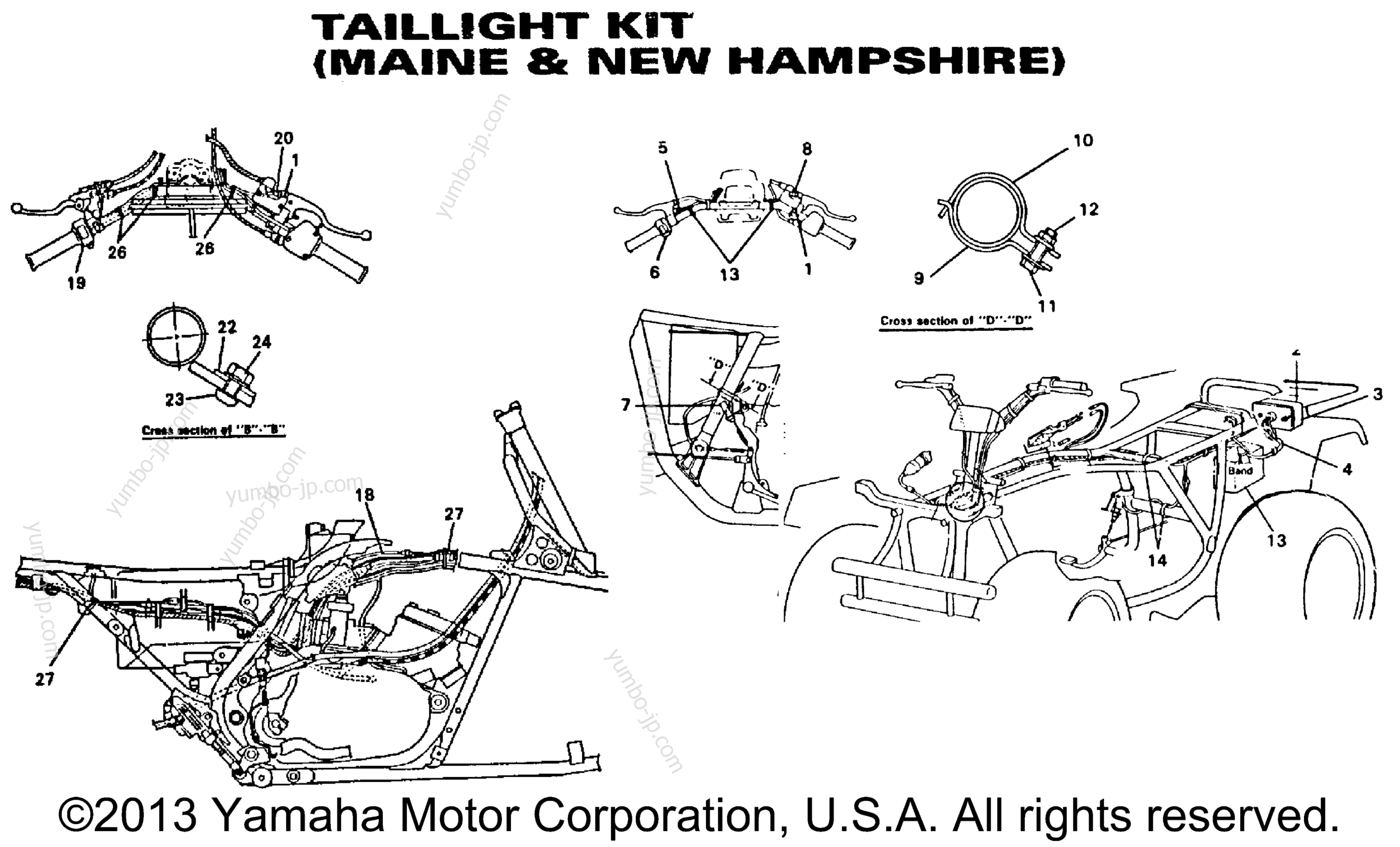 Taillight Kit Maine And New Hampshire Only for ATVs YAMAHA BANSHEE (YFZ350D_MN) 1992 year