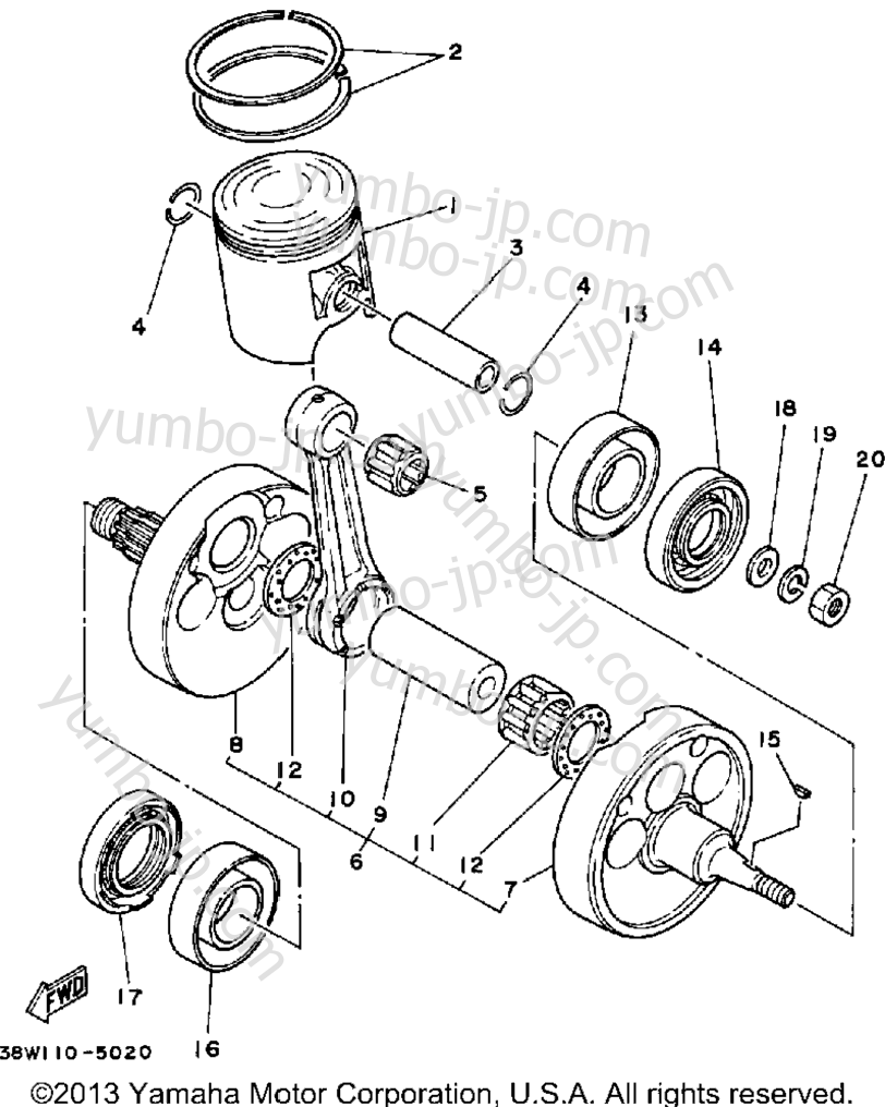 Crankshaft-Piston для квадроциклов YAMAHA YTZ250N 1985 г.