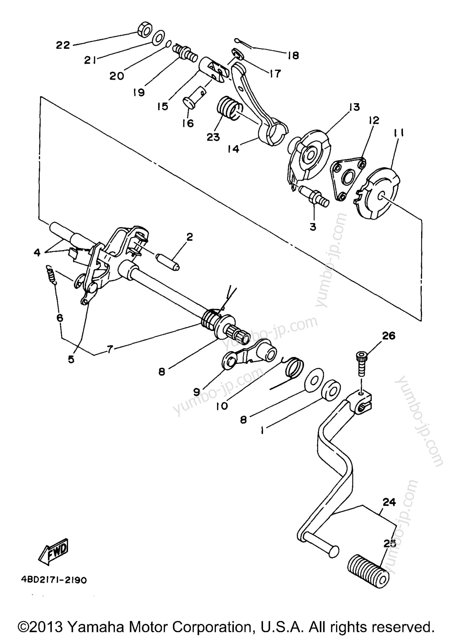 SHIFT SHAFT for ATVs YAMAHA TIMBERWOLF 2WD (YFB250UJ_M) 1997 year