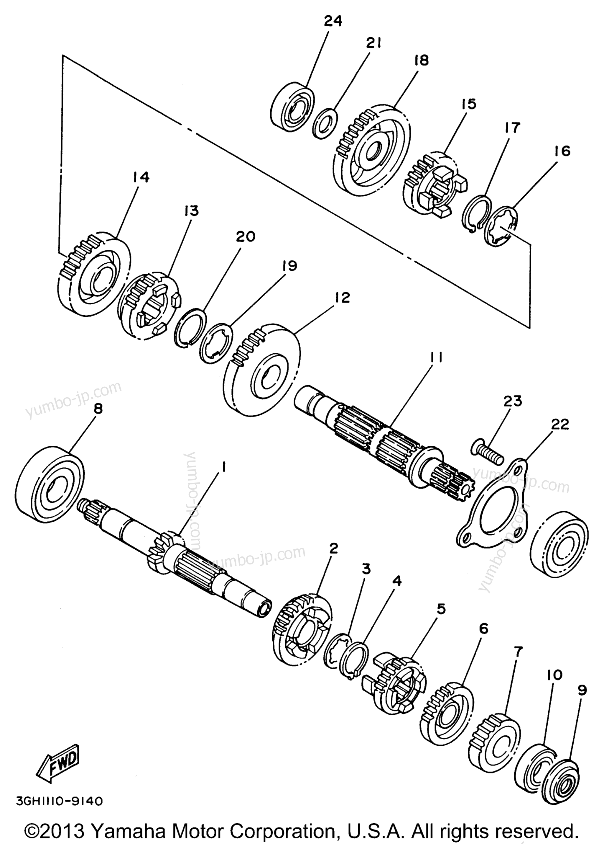 TRANSMISSION for ATVs YAMAHA TIMBERWOLF 2WD (YFB250FWH) 1996 year