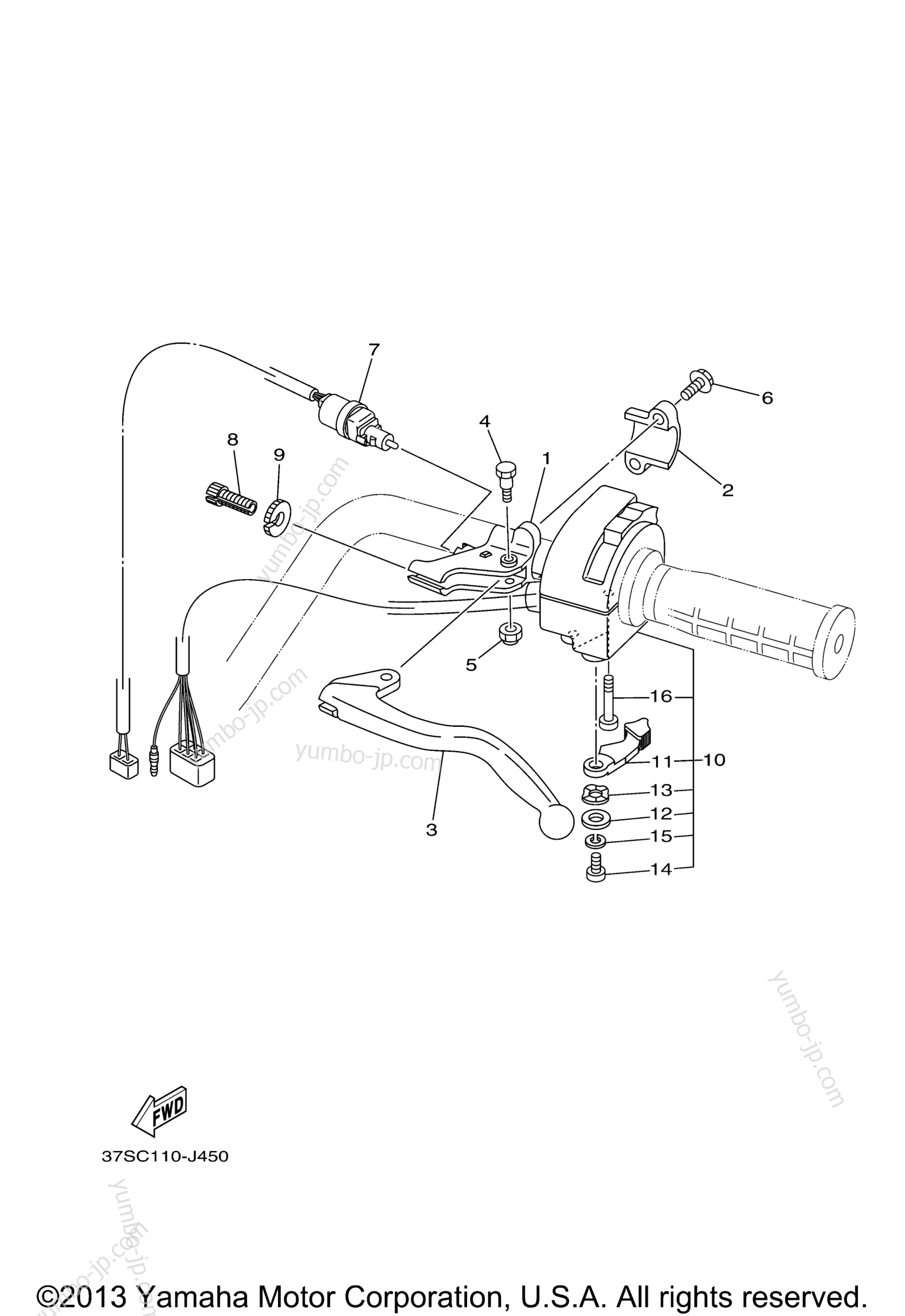 Handle Switch Lever для квадроциклов YAMAHA GRIZZLY 450 4WD HUNTER (YFM45FGHZ) 2010 г.