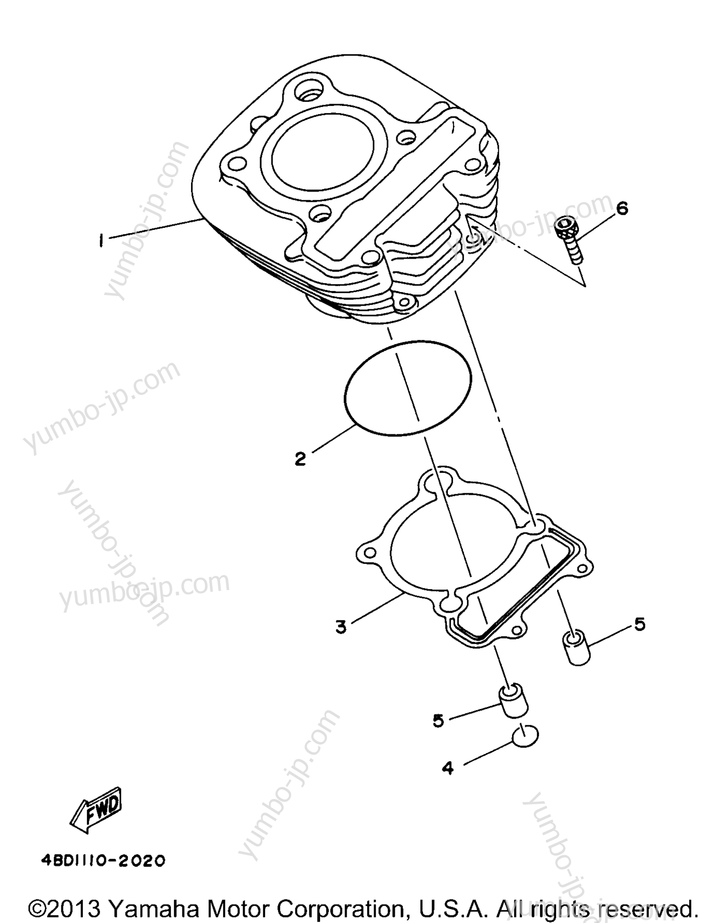 CYLINDER for ATVs YAMAHA TIMBERWOLF 2WD (YFB250UJ_M) 1997 year