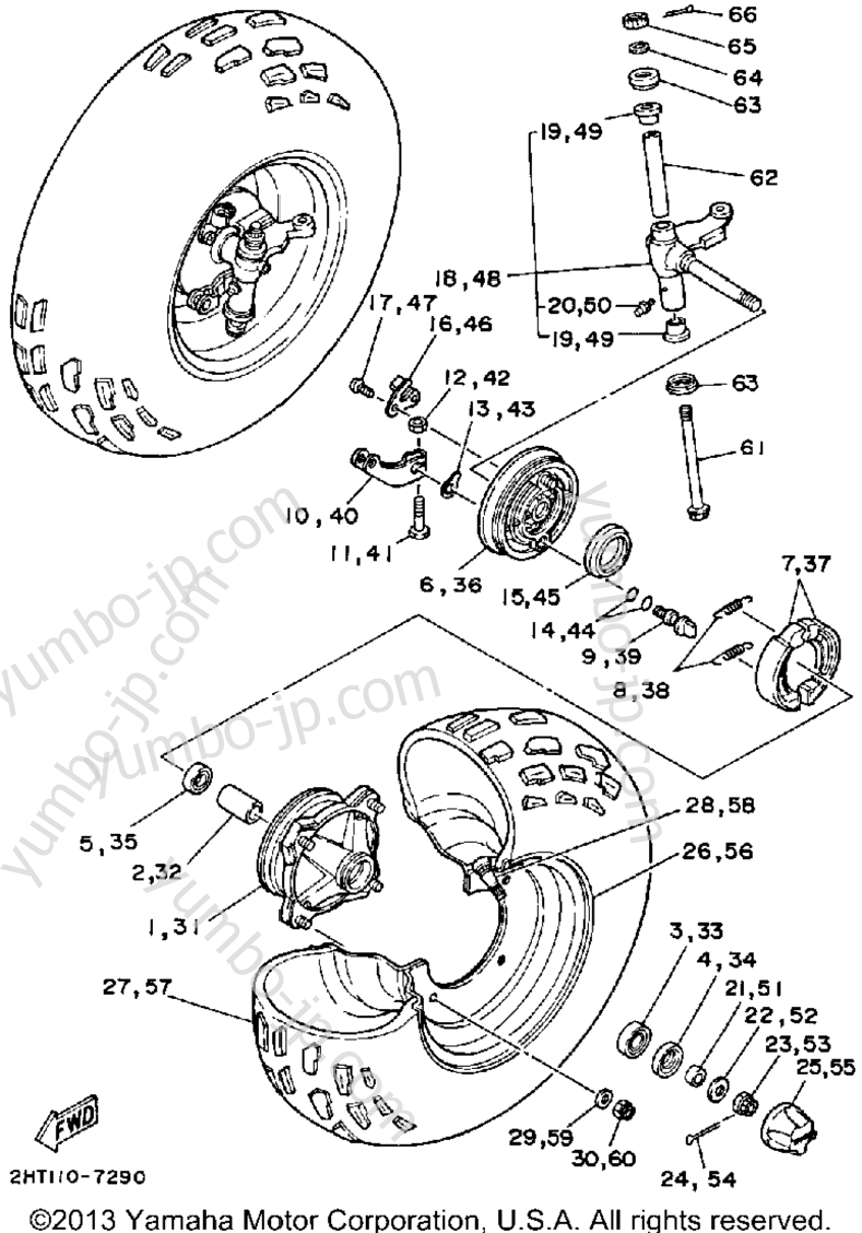 FRONT WHEEL для квадроциклов YAMAHA MOTO-4 (YFM225T) 1987 г.