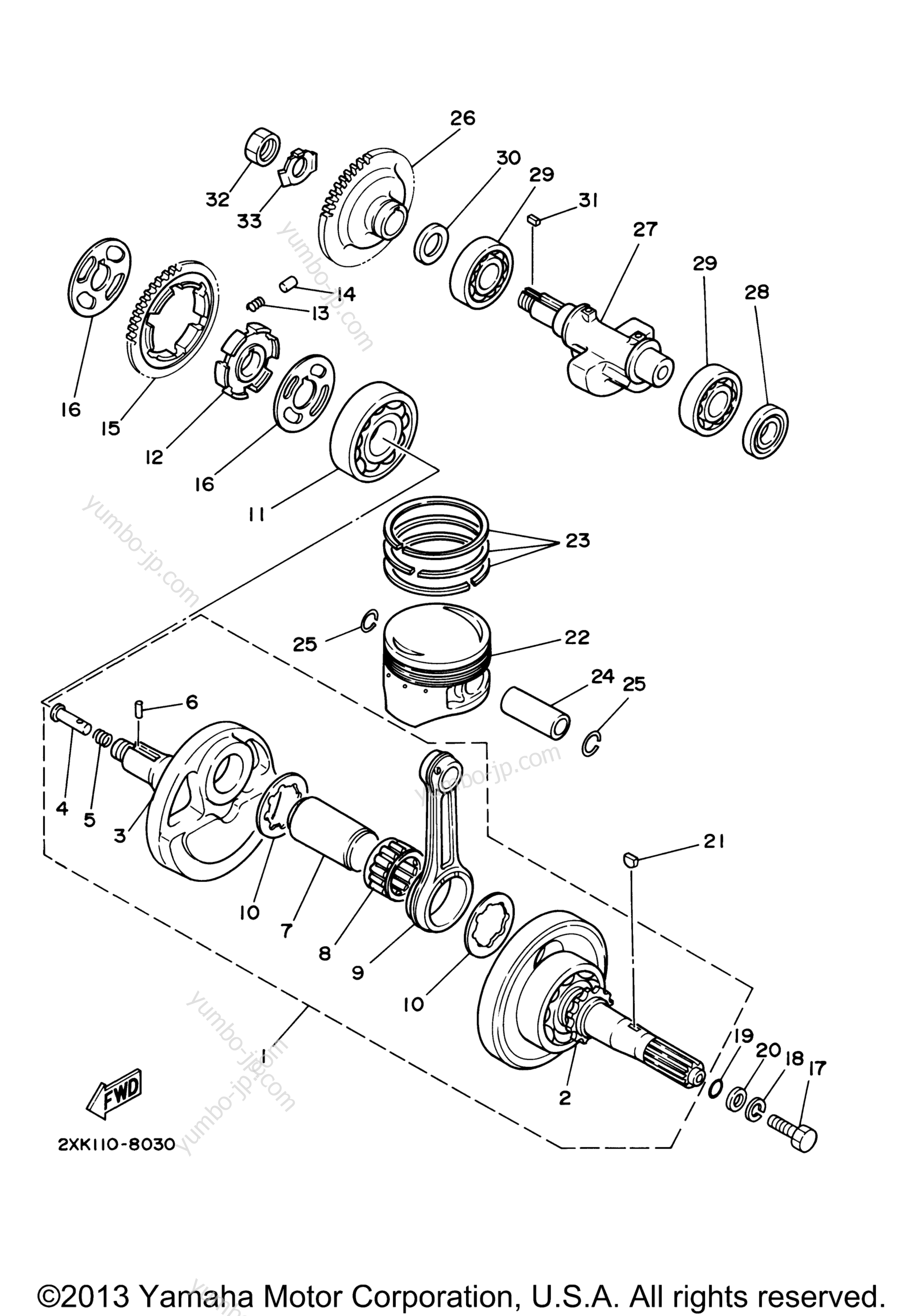 CRANKSHAFT PISTON for ATVs YAMAHA RAPTOR 350 (YFM35RW) 2007 year