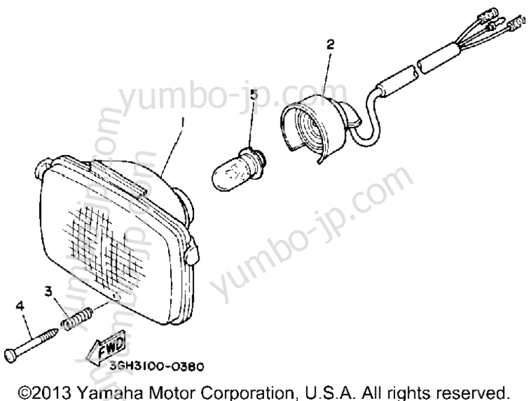 HEADLIGHT for ATVs YAMAHA MOTO-4 (YFM250A) 1990 year