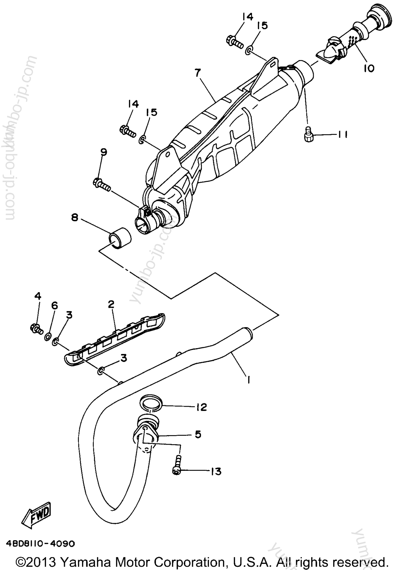 Exhaust for ATVs YAMAHA TIMBERWOLF 2WD (YFB250UJ_M) 1997 year