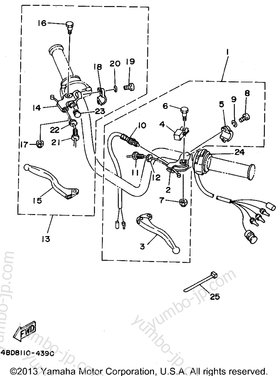 Handle Switch - Lever для квадроциклов YAMAHA TIMBERWOLF 2WD (YFB250F) 1994 г.