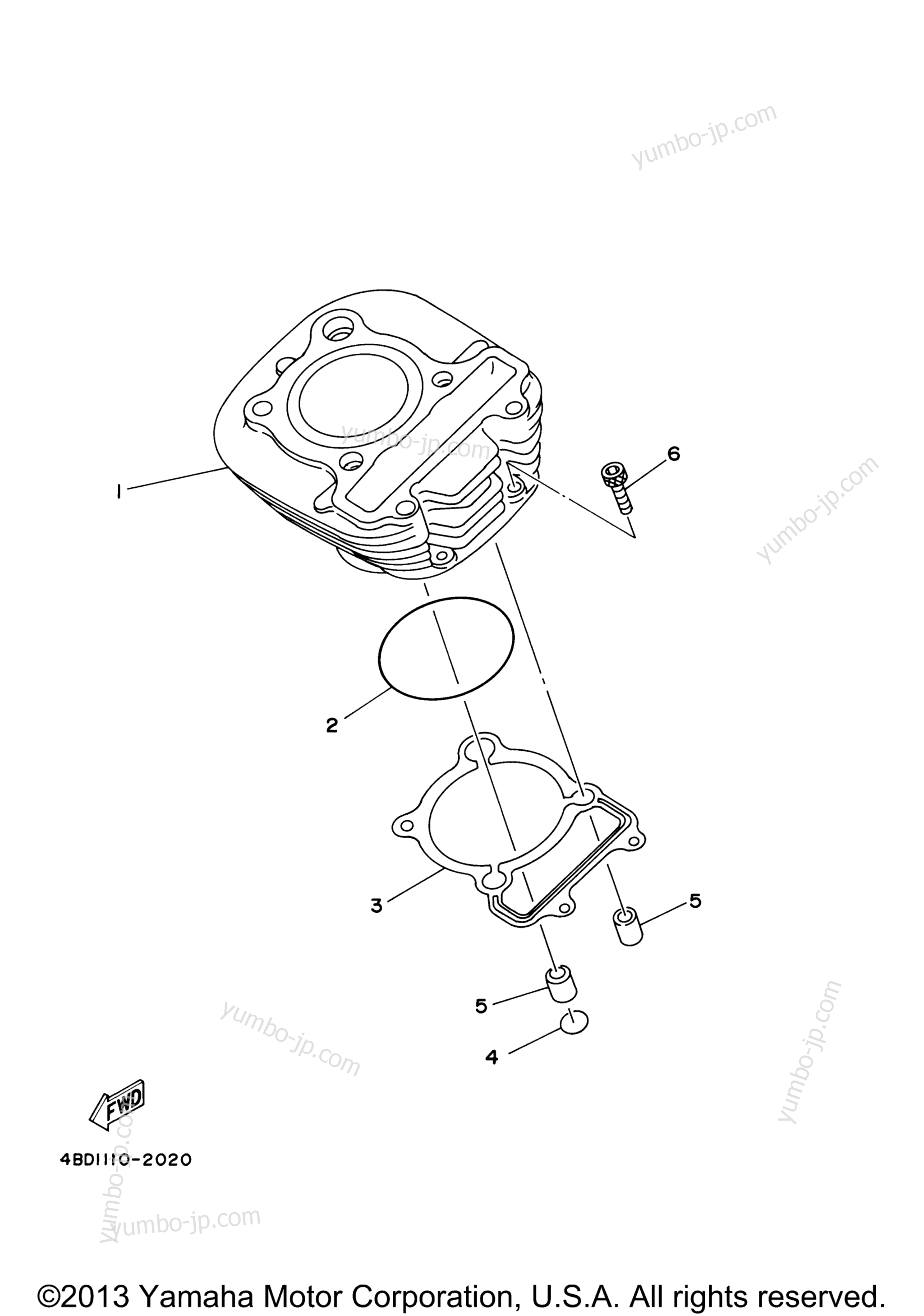 CYLINDER for ATVs YAMAHA BRUIN 250 2WD (YFM25BV) 2006 year