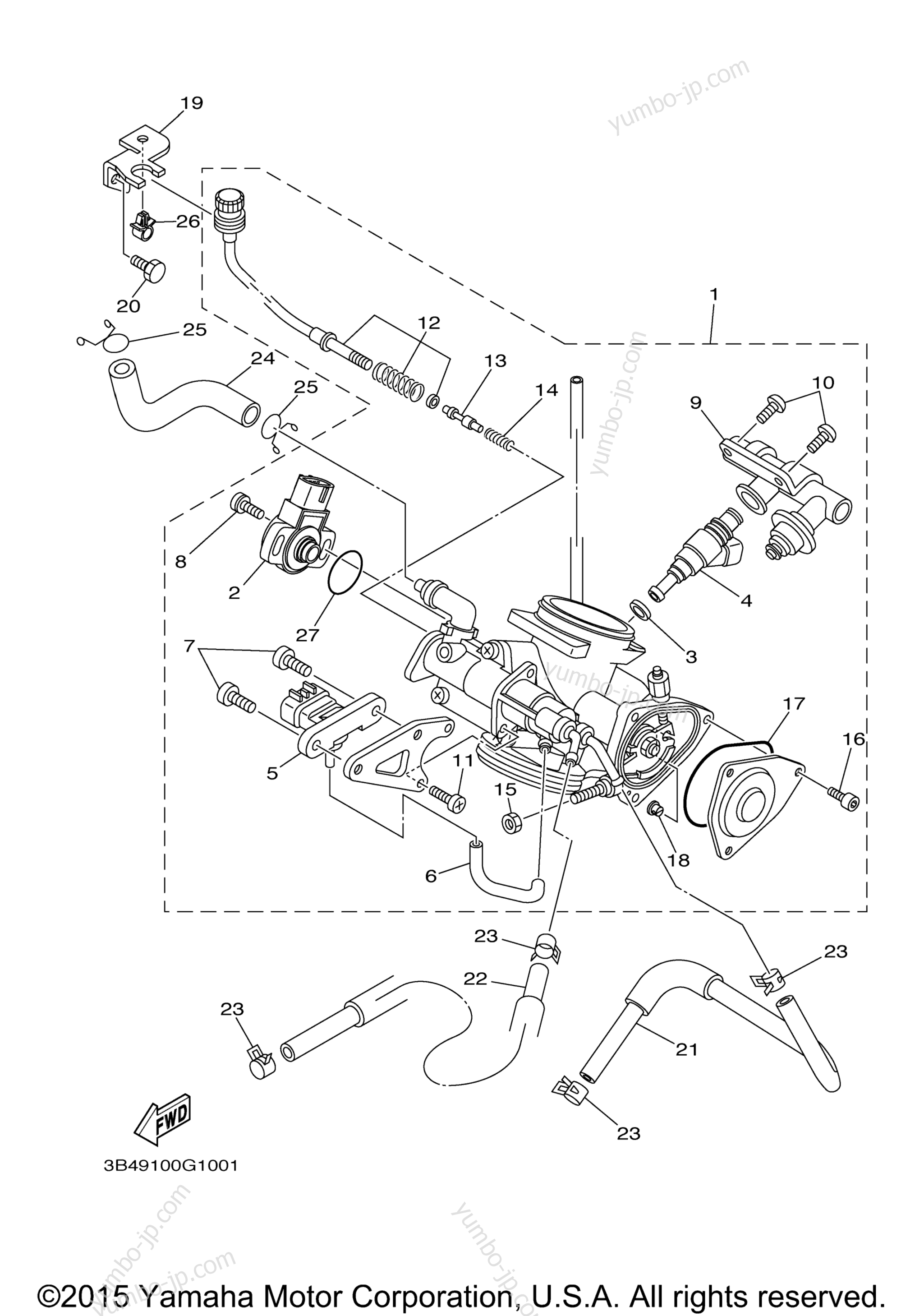 Throttle Body Assy 1 for ATVs YAMAHA GRIZZLY 700 DUCKS UNLIMTED EDITION (YFM7FGPDUX) 2008 year