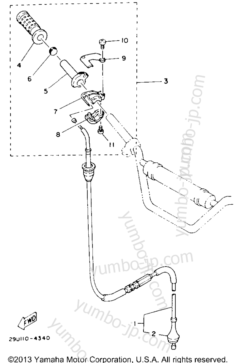 Optional Parts Twist Grip Throttle (Ytm225dxl) - A для квадроциклов YAMAHA YTM225DXL 1984 г.