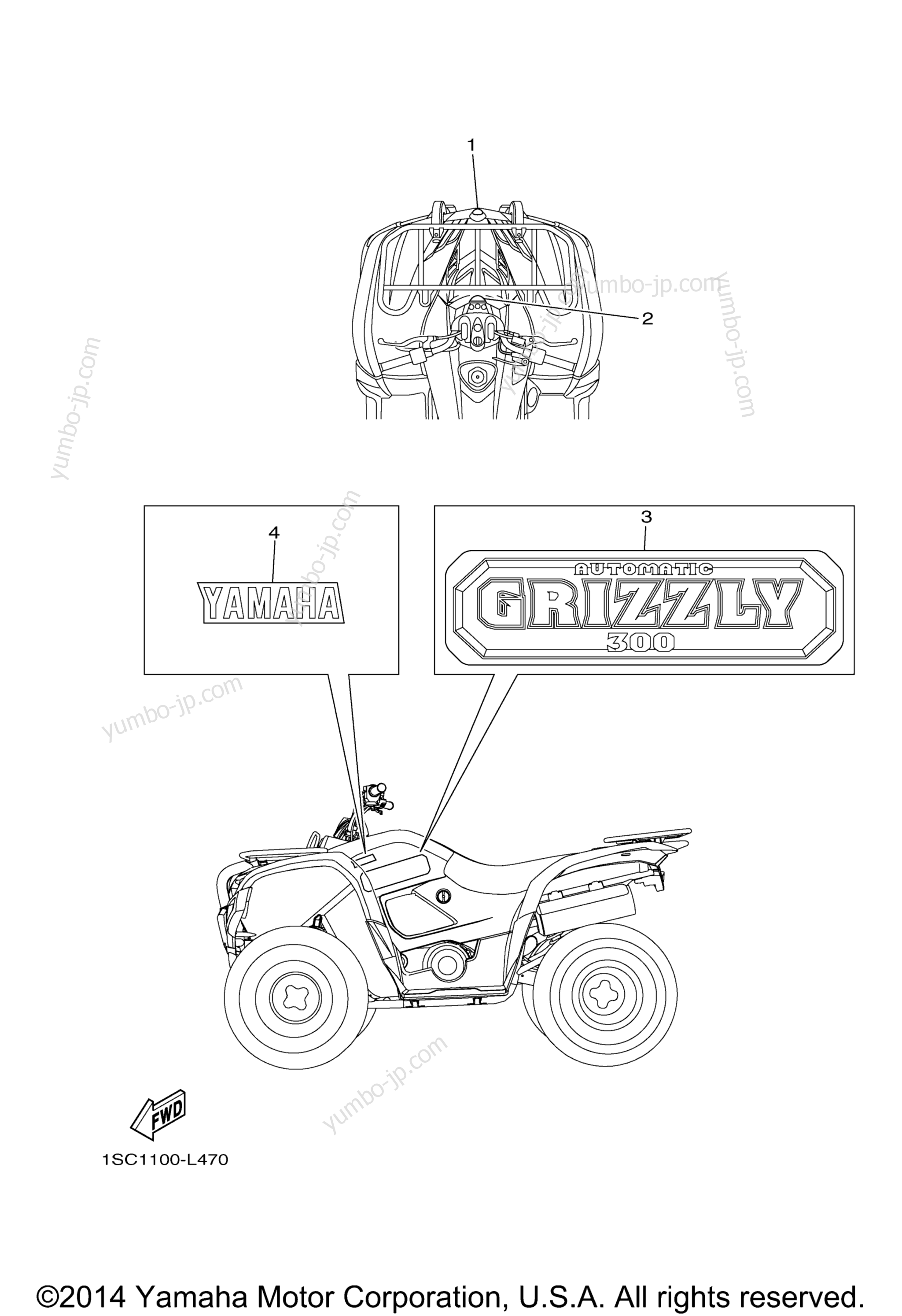 Graphics for ATVs YAMAHA GRIZZLY 300 (YFM30GBL) 2012 year