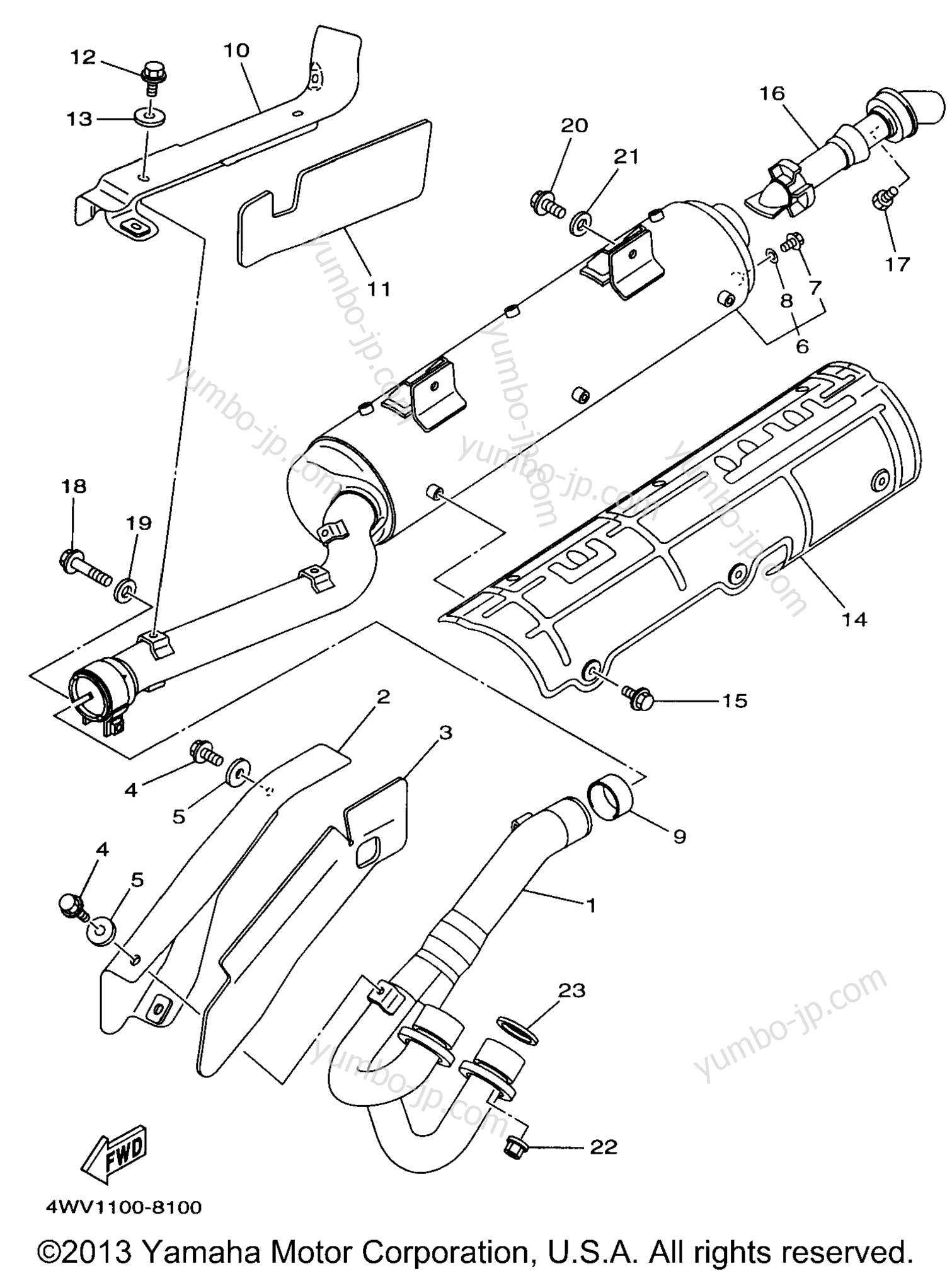 Exhaust for ATVs YAMAHA GRIZZLY (YFM600FWAK) 1998 year