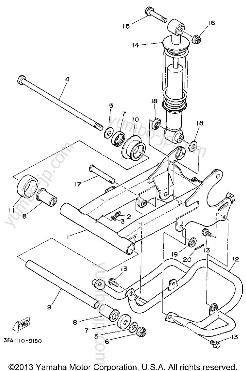 Swing Arm-Rear Shocks для квадроциклов YAMAHA YFA1D 1992 г.
