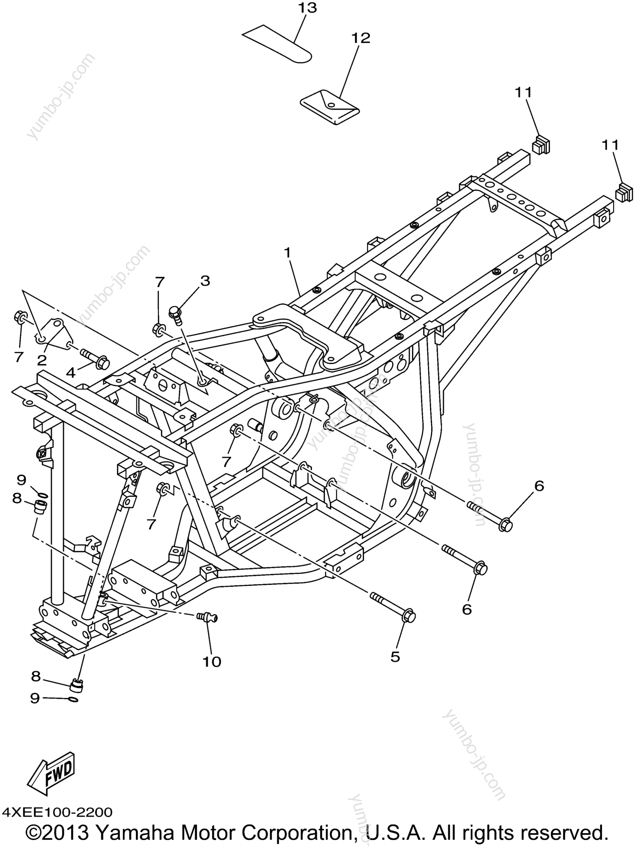 FRAME for ATVs YAMAHA BEAR TRACKER 2WD (YFM250XP) 2002 year