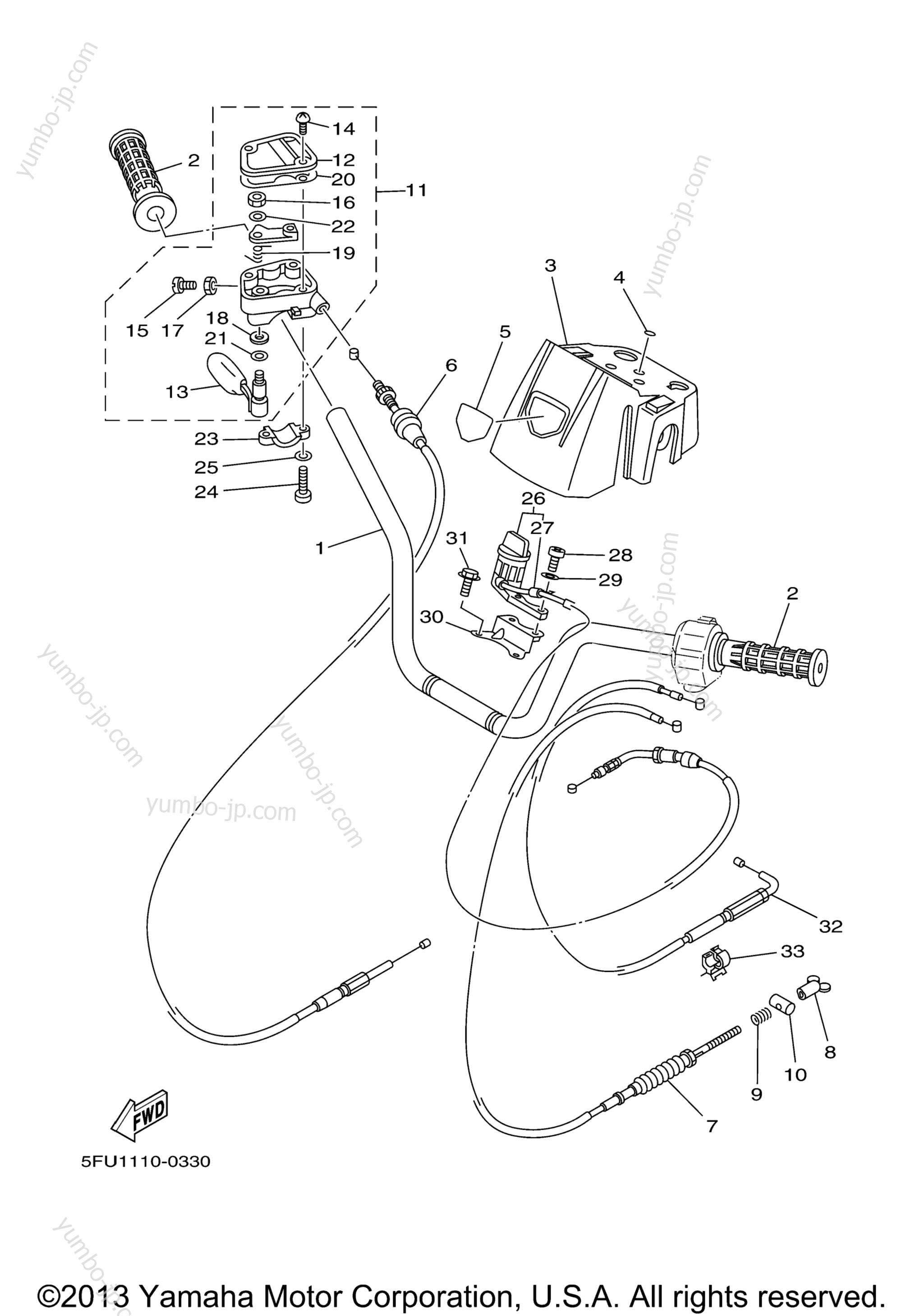 Steering Handle Cable для квадроциклов YAMAHA BIG BEAR 2WD (YFM400M) 2000 г.