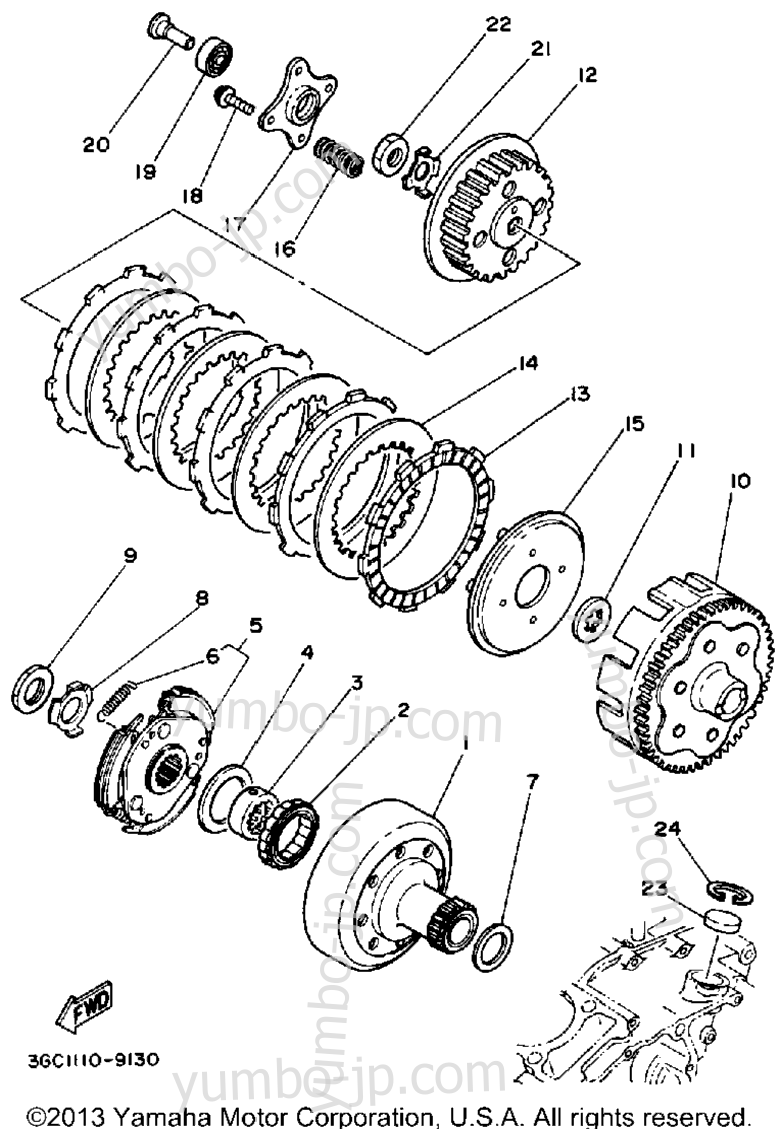 CLUTCH for ATVs YAMAHA MOTO-4 (YFM200DXW) 1989 year