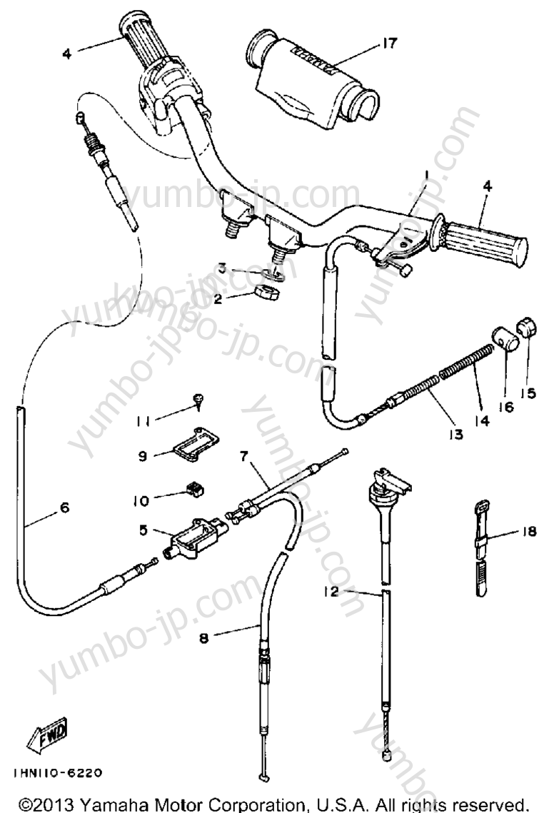 Handlebar Cable для квадроциклов YAMAHA 4-ZINGER (YF60S) 1986 г.