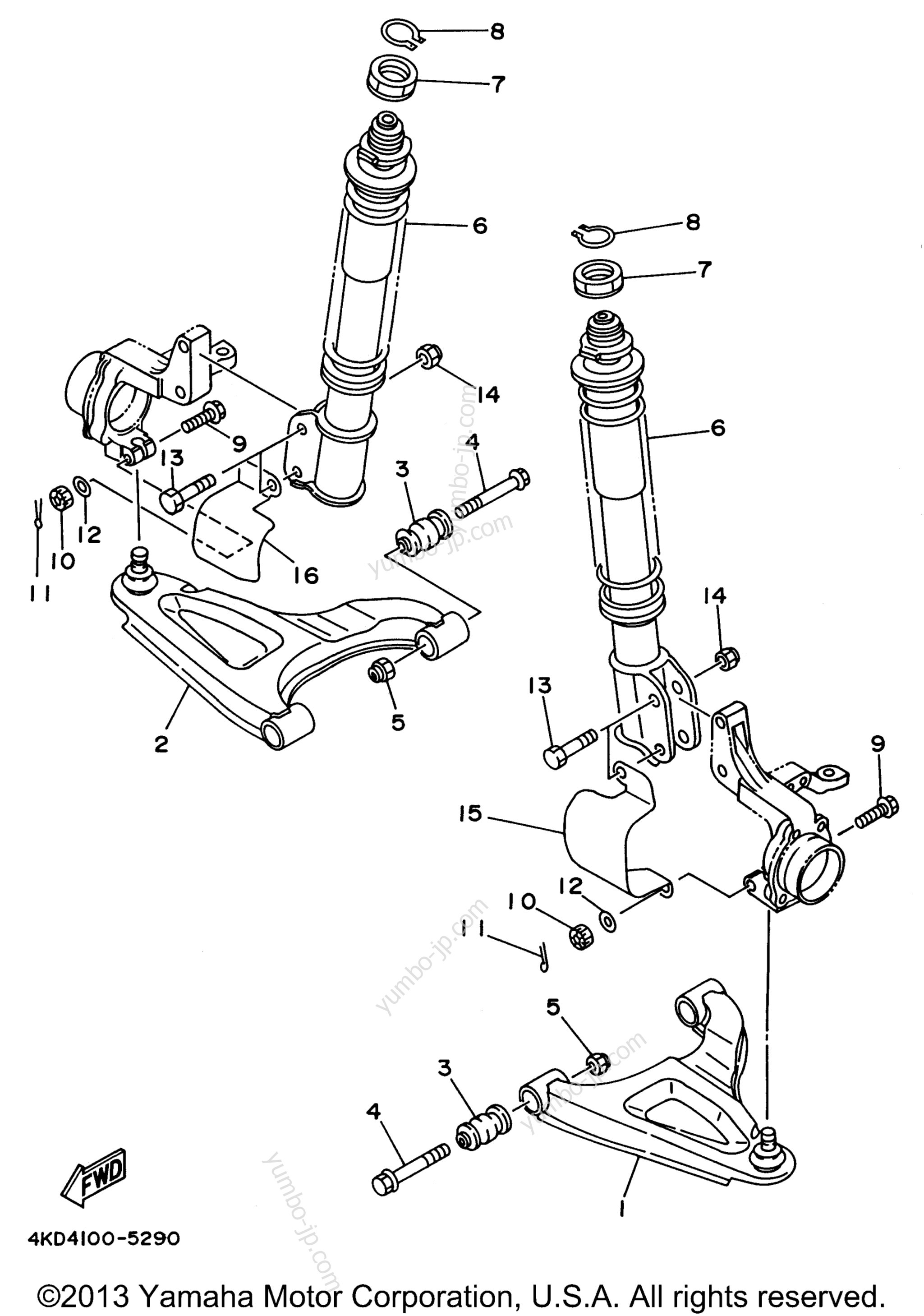 Front Suspension - Wheel for ATVs YAMAHA TIMBERWOLF 2WD (YFB250FWH) 1996 year