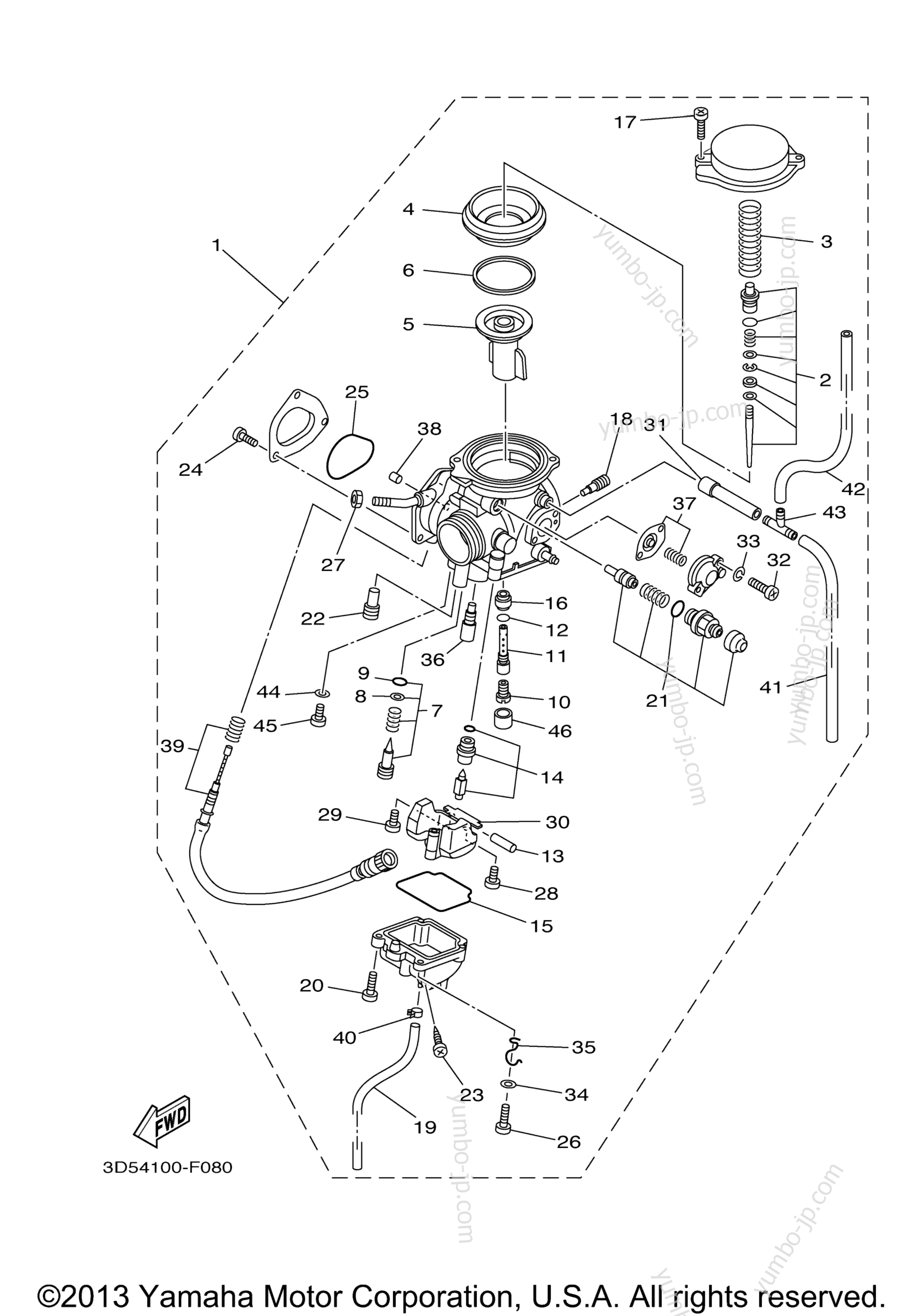 CARBURETOR for ATVs YAMAHA GRIZZLY 350 IRS HUNTER (YFM35FGIHW) 2007 year