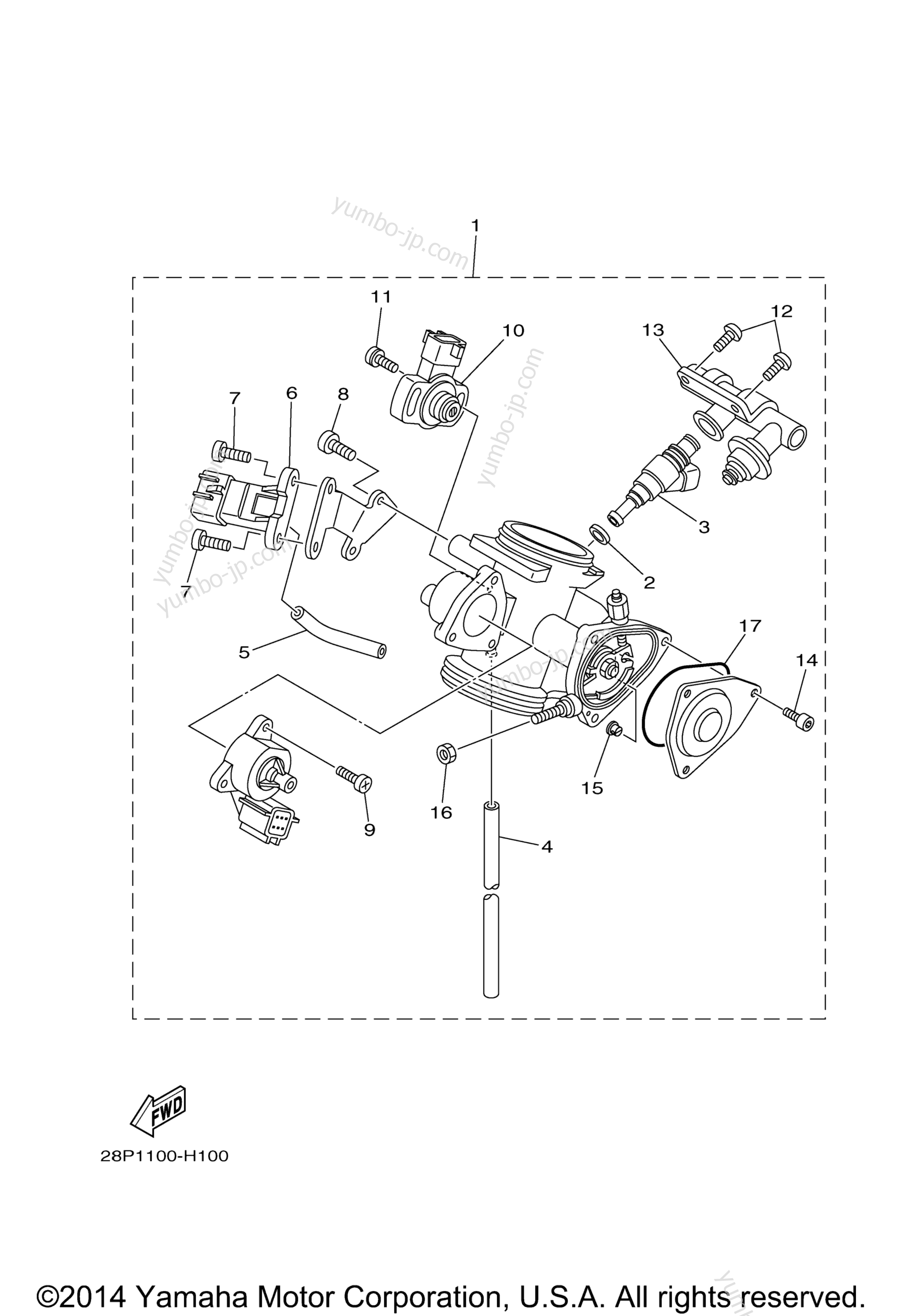 Throttle Body Assy 1 for ATVs YAMAHA GRIZZLY 550 FI EPS 4WD HUNTER (YFM5FGPHY) 2009 year