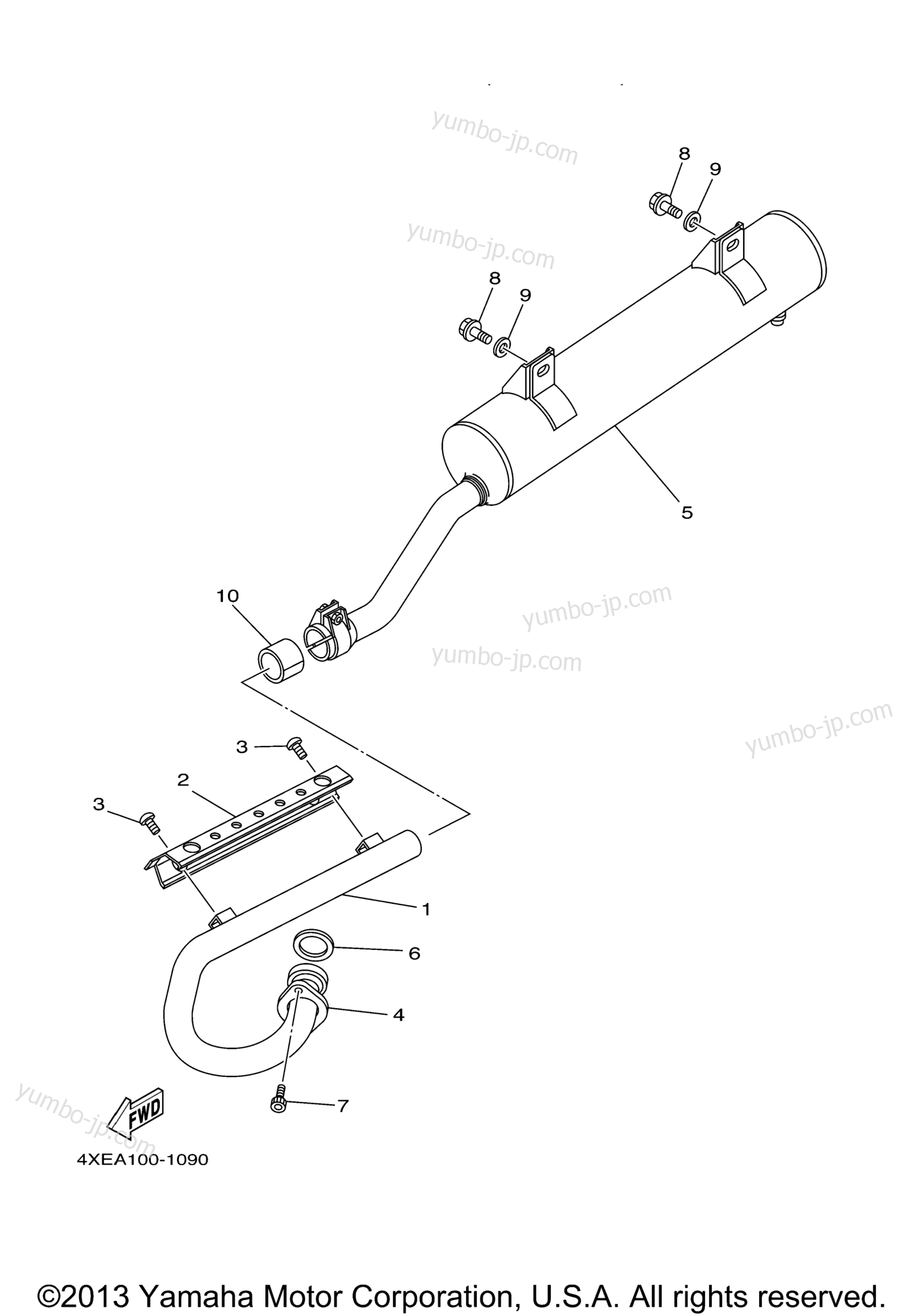 Exhaust for ATVs YAMAHA BRUIN 250 2WD (YFM25BV) 2006 year