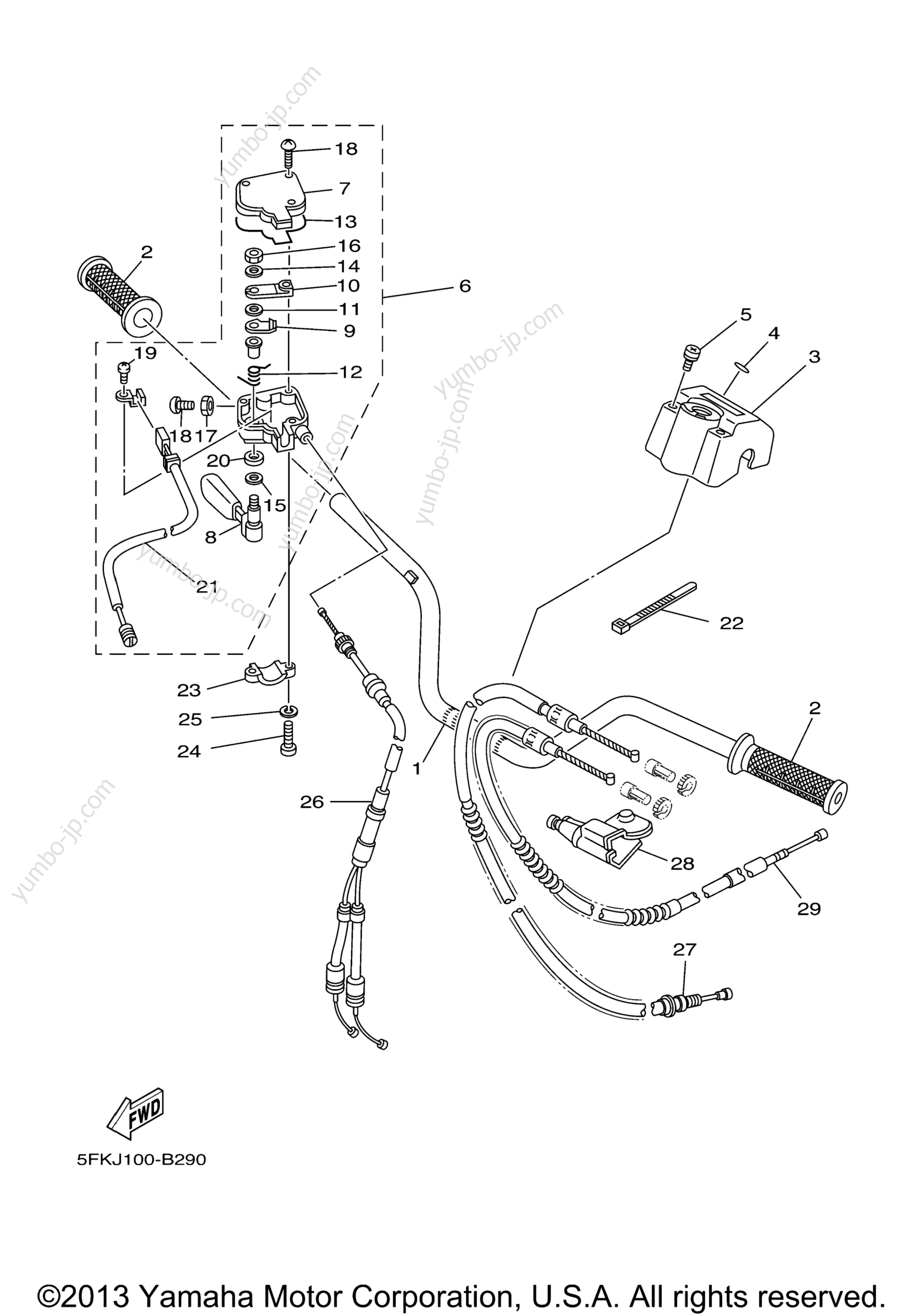 Steering Handle Cable для квадроциклов YAMAHA BANSHEE SP (YFZ350SPV) 2006 г.