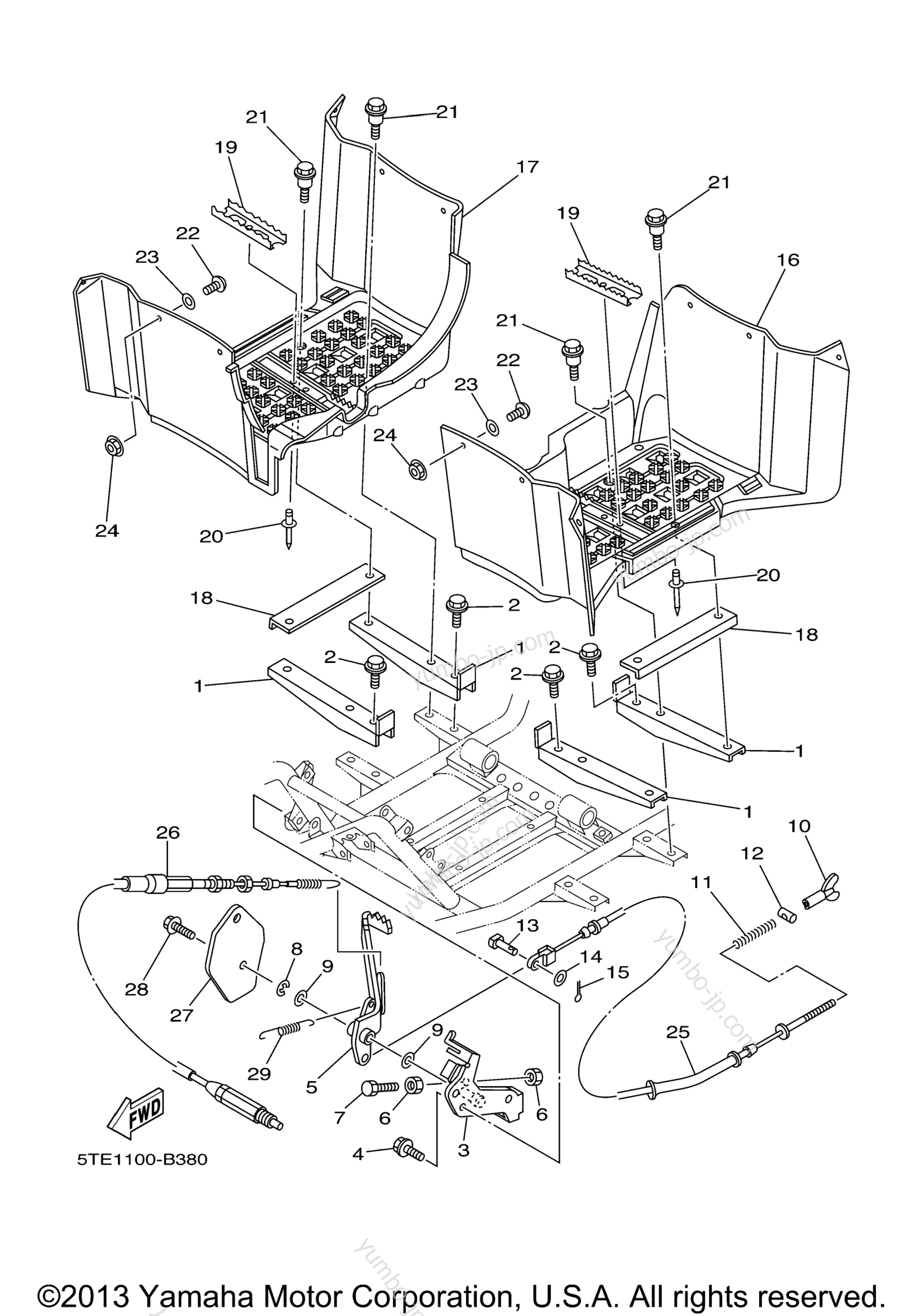 Stand Footrest for ATVs YAMAHA KODIAK 400 2WD (YFM4AS) 2004 year