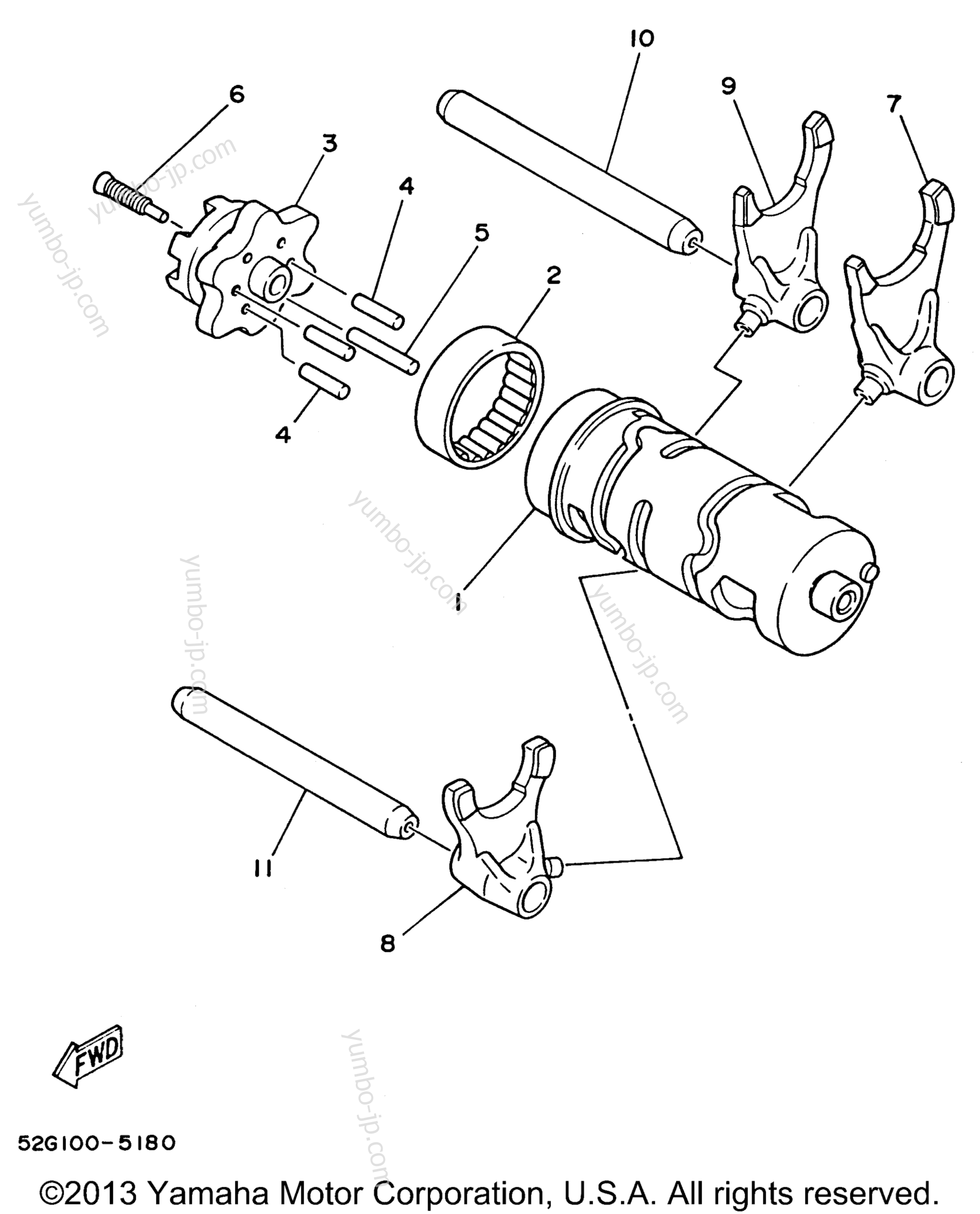 Shift Cam - Shift Fork for ATVs YAMAHA TIMBERWOLF 2WD (YFB250FWH) 1996 year