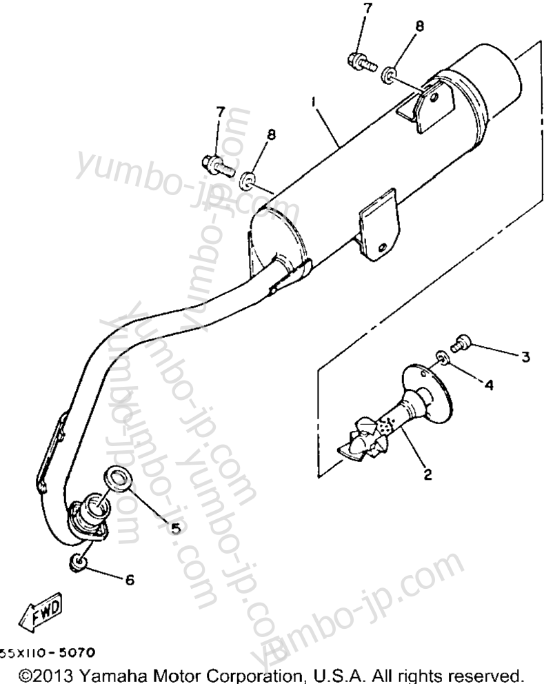 Exhaust for ATVs YAMAHA BADGER (YFM80N) 1985 year