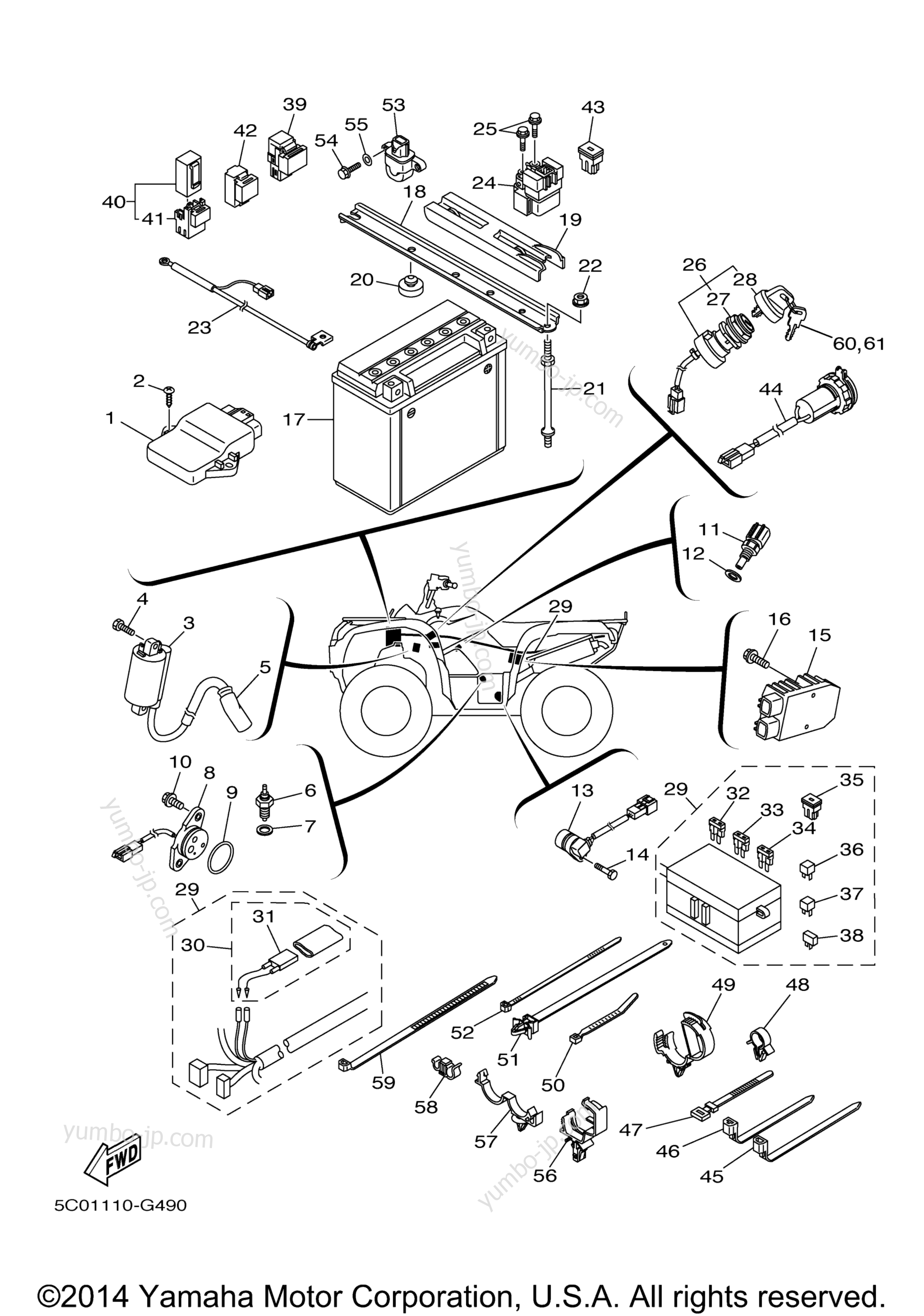 Electrical 1 for ATVs YAMAHA GRIZZLY FI 700 HUNTER (YFM7FGHX) 2008 year