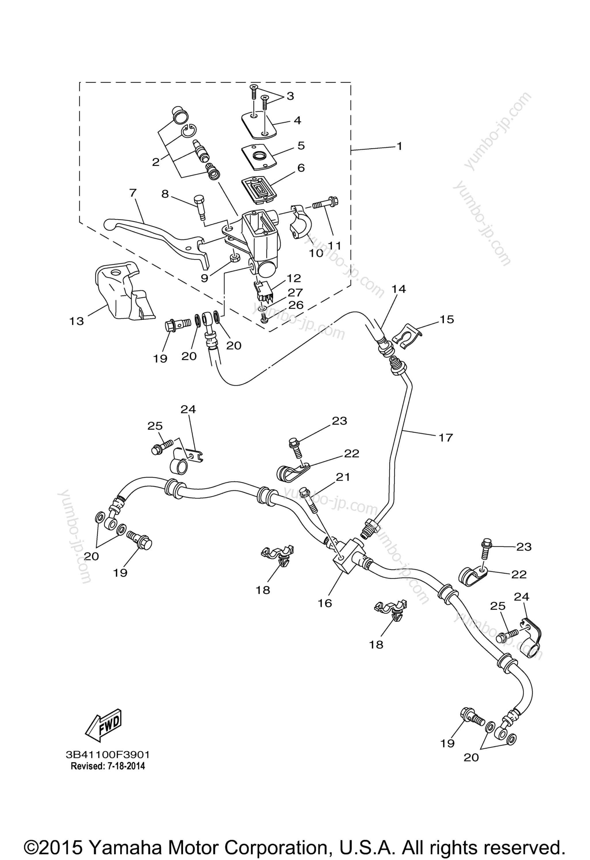 FRONT MASTER CYLINDER for ATVs YAMAHA GRIZZLY 700 SPECIAL EDITION (YFM7FGPSPX) 2008 year