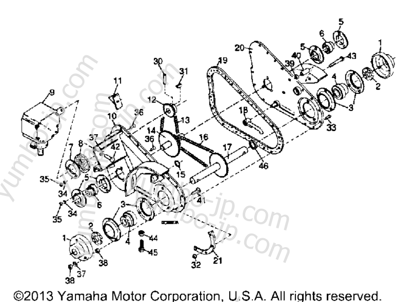 Chaincase Assembly for ATVs YAMAHA YFP350U ATTACHMENTS (RT38) 1989 year