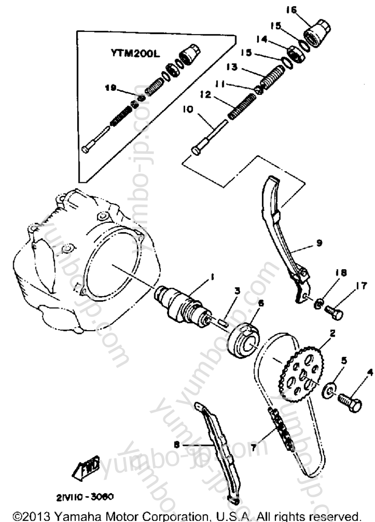 Camshaft - Chain для квадроциклов YAMAHA YTM200L (YTM200L) 1984 г.