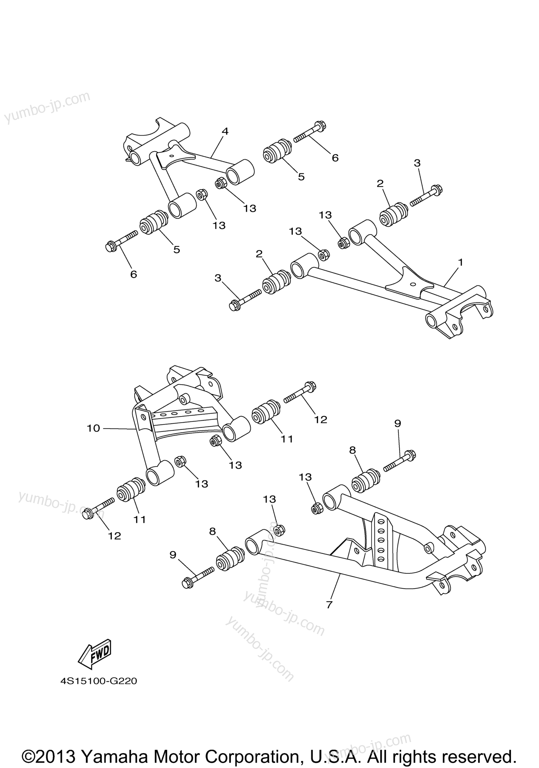 REAR ARM для квадроциклов YAMAHA GRIZZLY 450 EPS (YFM450PER) 2014 г.