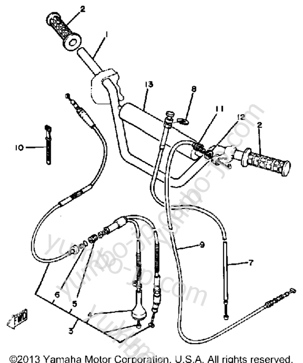 Handlebar - Cable Yt125j для квадроциклов YAMAHA YT125H 1981 г.