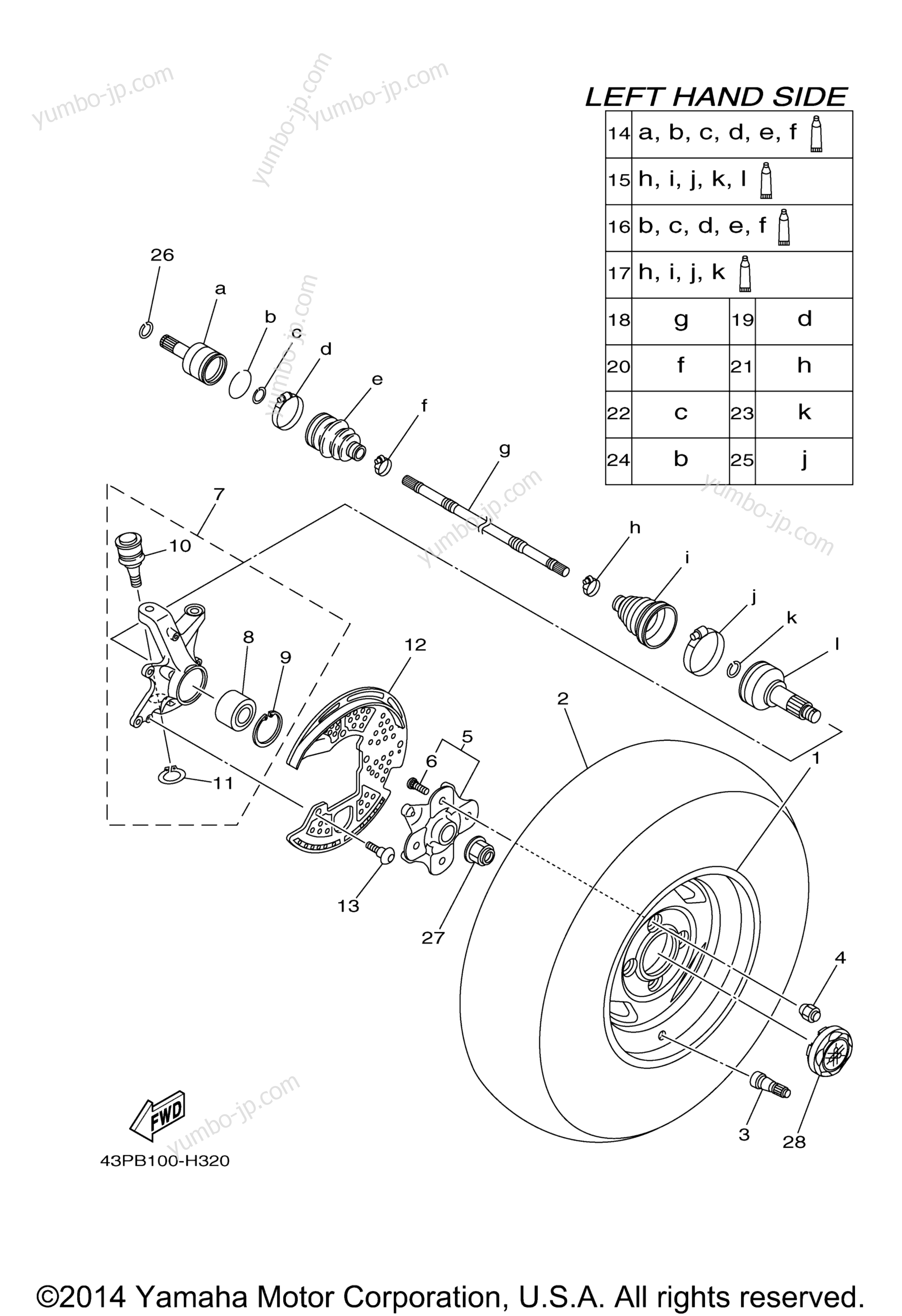 FRONT WHEEL for ATVs YAMAHA GRIZZLY 700 FI EPS 4WD SPECIAL EDITION (YFM7FGPSEZ) 2010 year