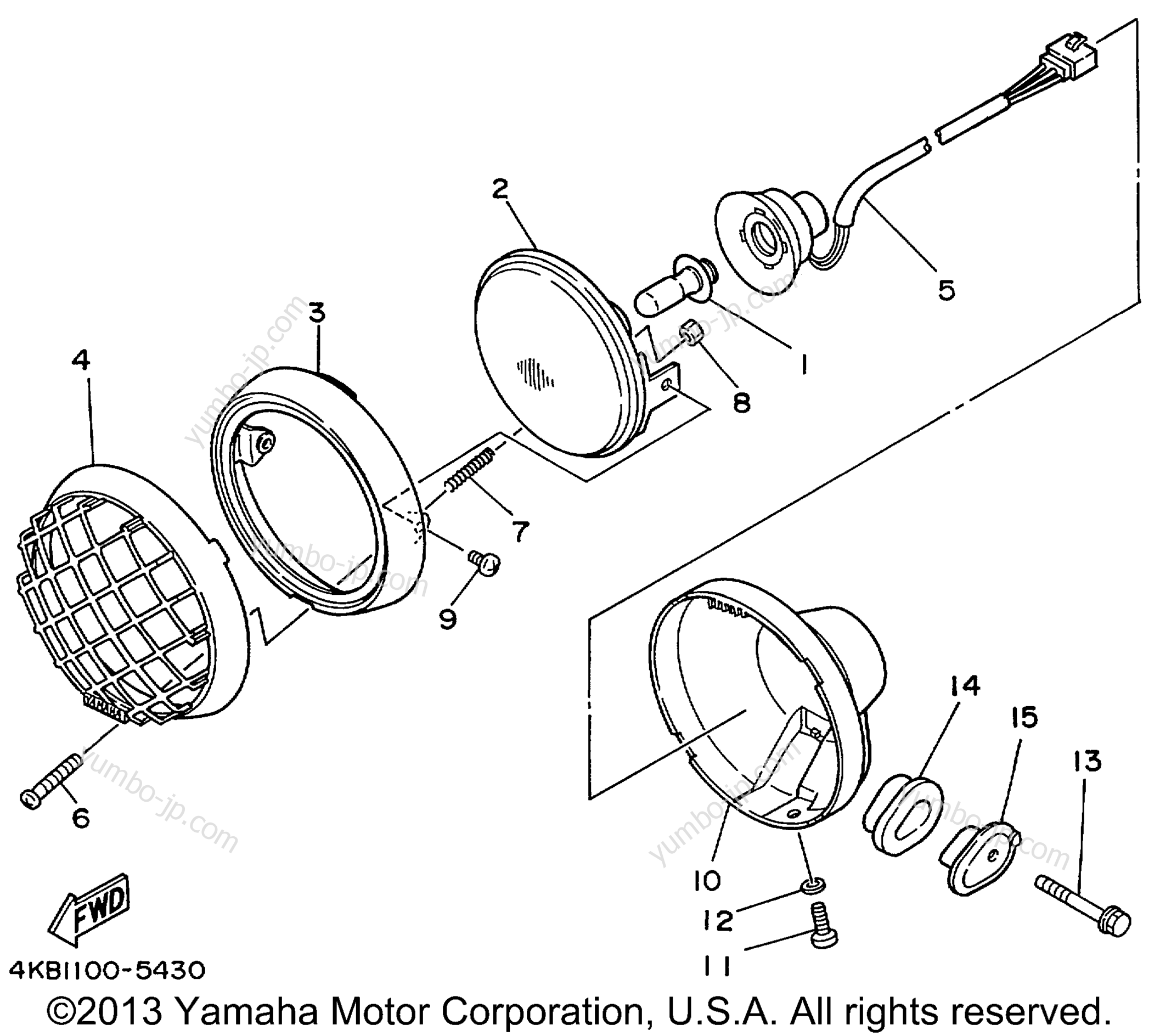 HEADLIGHT для квадроциклов YAMAHA WOLVERINE 4WD (YFM350FXL) 1999 г.