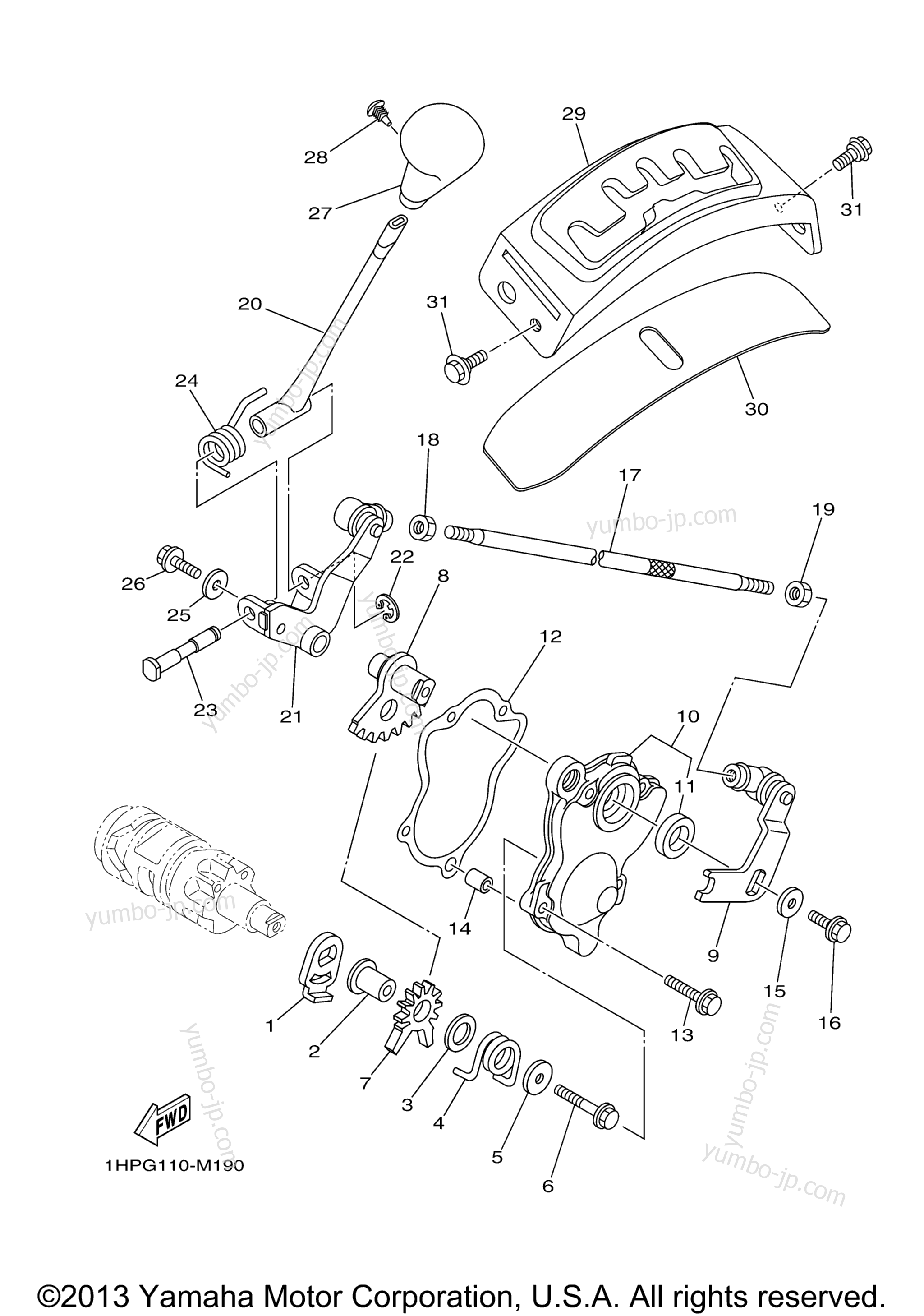 SHIFT SHAFT for ATVs YAMAHA GRIZZLY 550 EPS 4WD (YFM5FGPDR) 2013 year