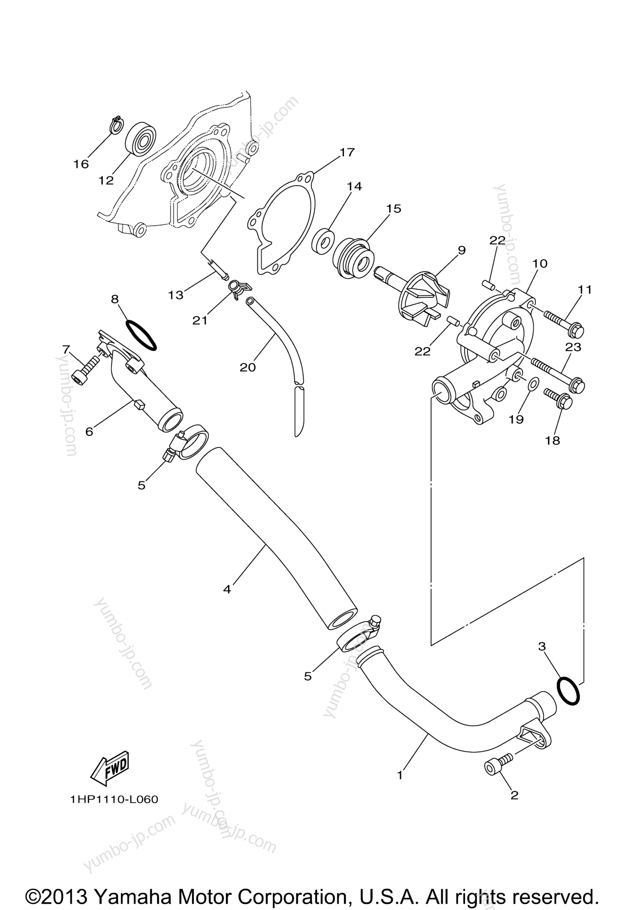 WATER PUMP for ATVs YAMAHA GRIZZLY 700 EPS 4WD (YFM7FGPDL) 2013 year