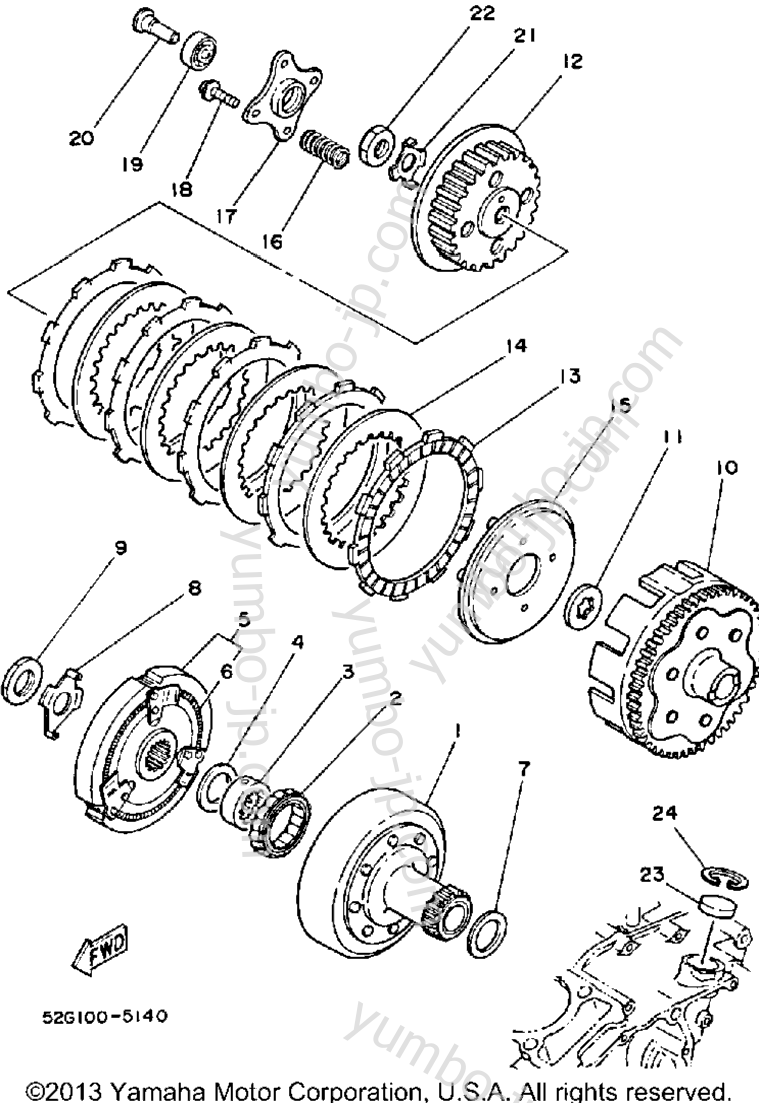 Устройство сцепления для квадроциклов YAMAHA MOTO-4 (YFM200DXT) 1987 г.