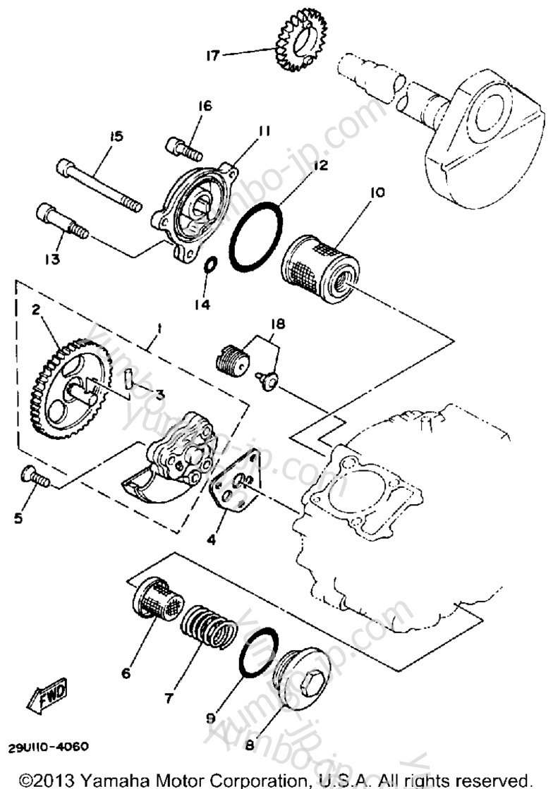 Масляный насос для квадроциклов YAMAHA MOTO-4 (YFM200DXS) 1986 г.