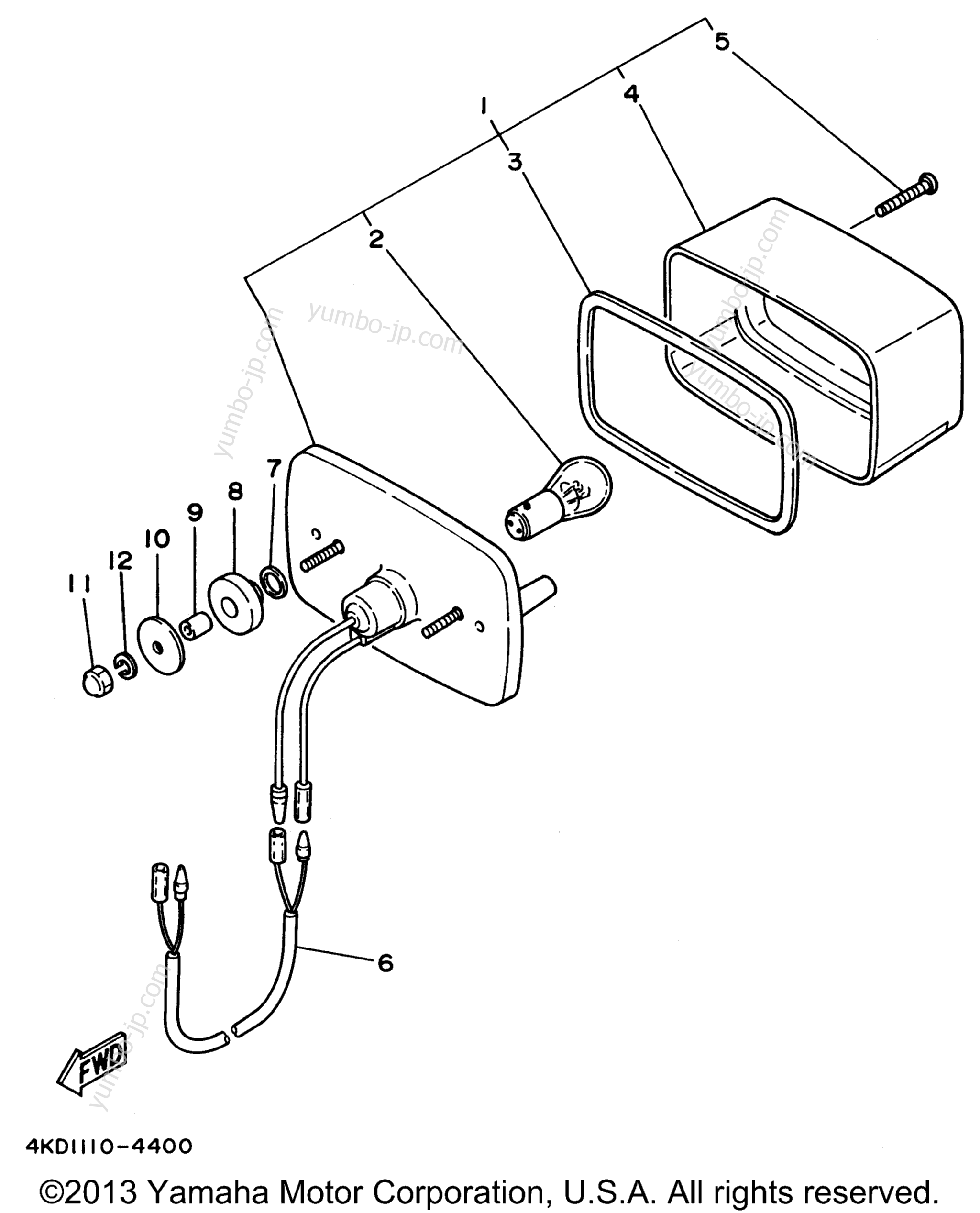 Taillight 1 для квадроциклов YAMAHA TIMBERWOLF 2WD (YFB250FWH) 1996 г.