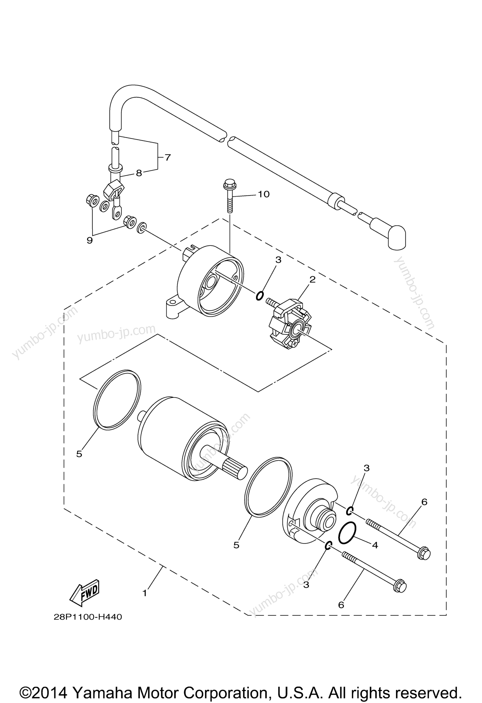 STARTING MOTOR for ATVs YAMAHA GRIZZLY 550 FI 4WD (YFM5FGZGR) 2010 year