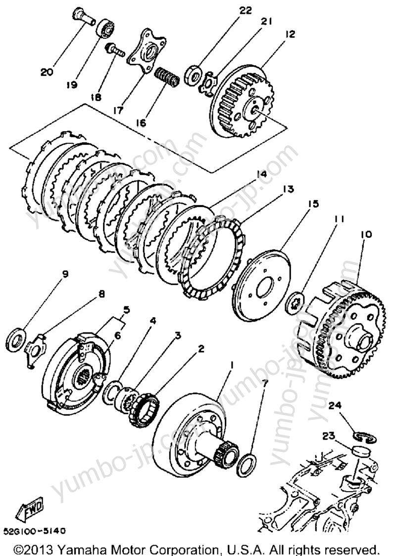 Устройство сцепления для квадроциклов YAMAHA MOTO-4 (YFM200DXS) 1986 г.