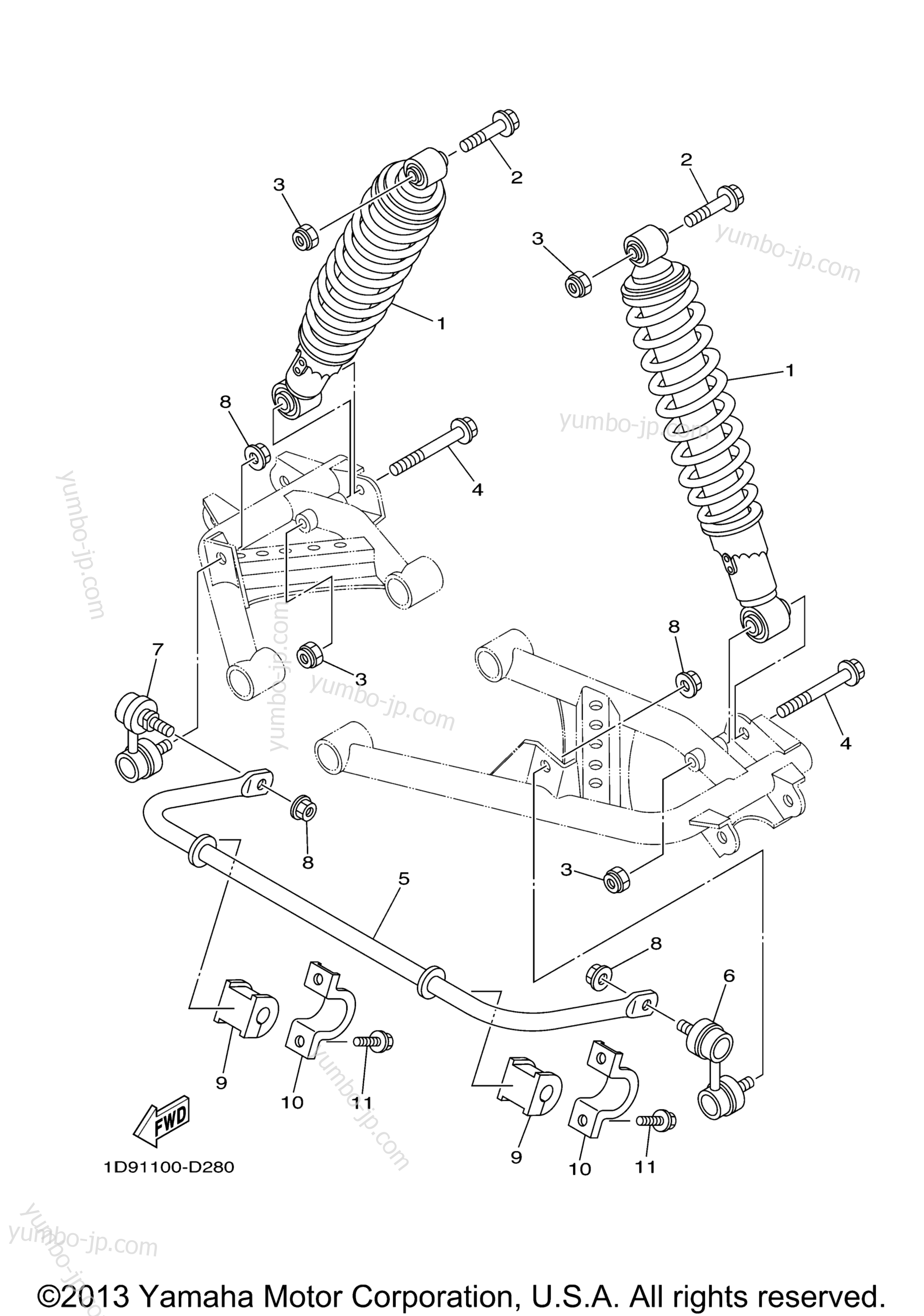 Rear Suspension for ATVs YAMAHA GRIZZLY 450 4WD HUNTER (YFM45FGHZ) 2010 year