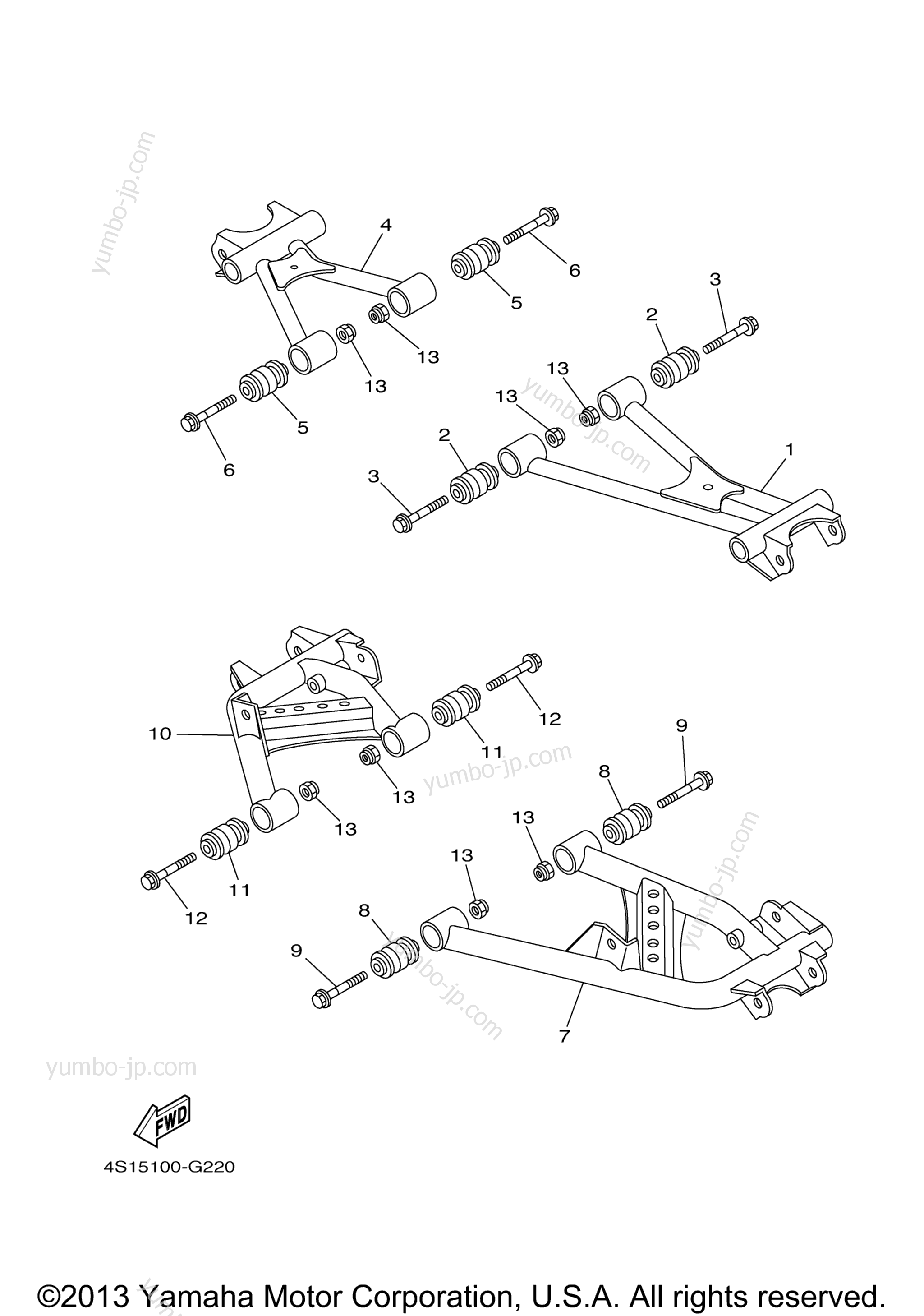 REAR ARM для квадроциклов YAMAHA GRIZZLY 450 HUNTING (YFM450DAEH) 2014 г.